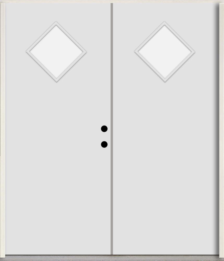 RELIABILT LO1066951 Spotlights 72-in x 80-in x Fiberglass 1/4 lite Left-hand inswing Arctic White Paint Painted Prehung Double Front Door Insulating core