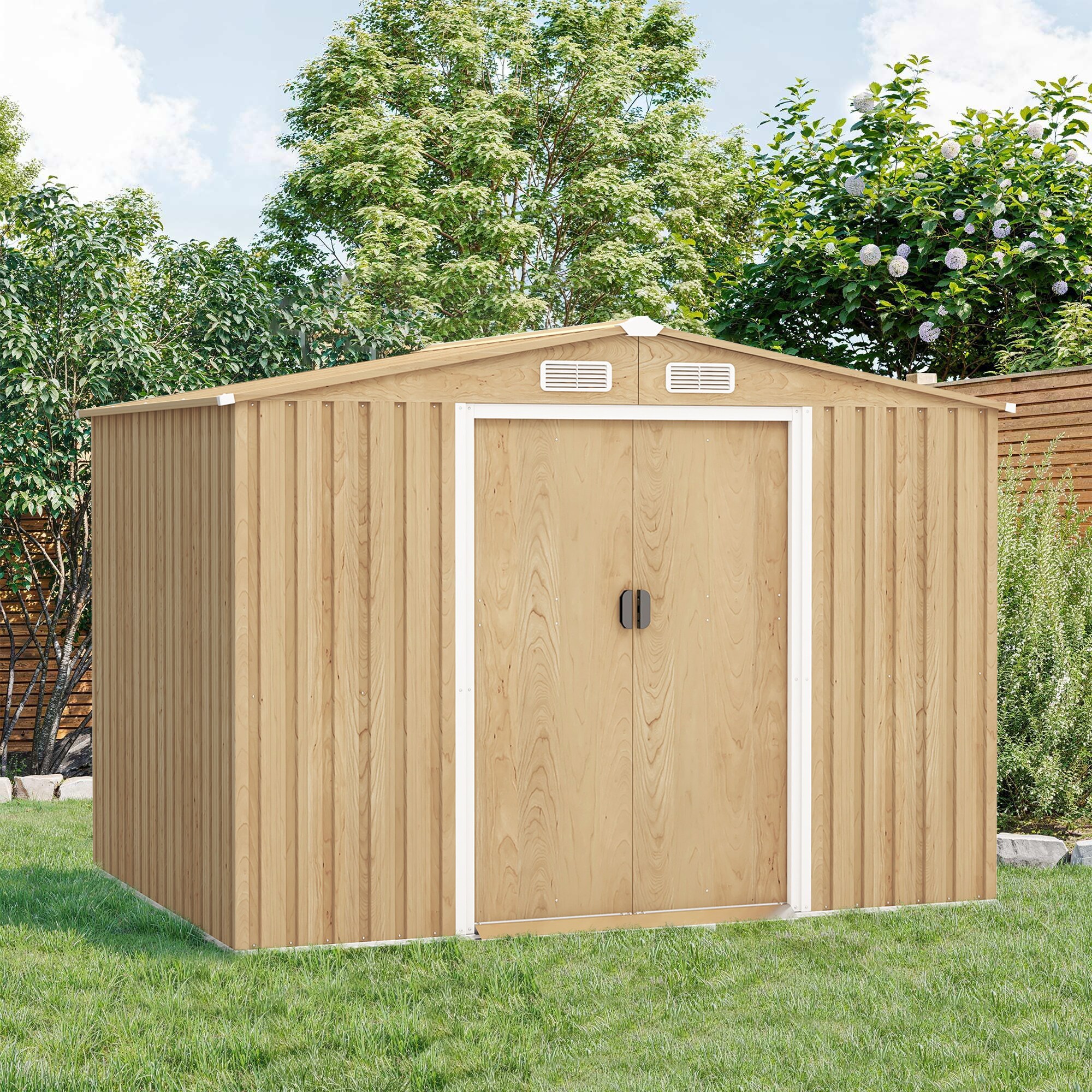 Brown Galvanized Steel Gable Roof Storage Shed