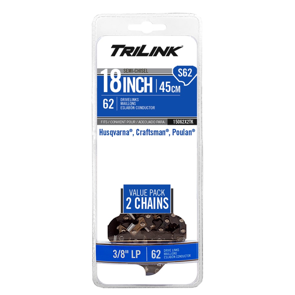 TriLink 15062X2TK 62 Link Replacement Chainsaw Chain For 18-in , 0.050-in Gauge , 3/8-in Pitch