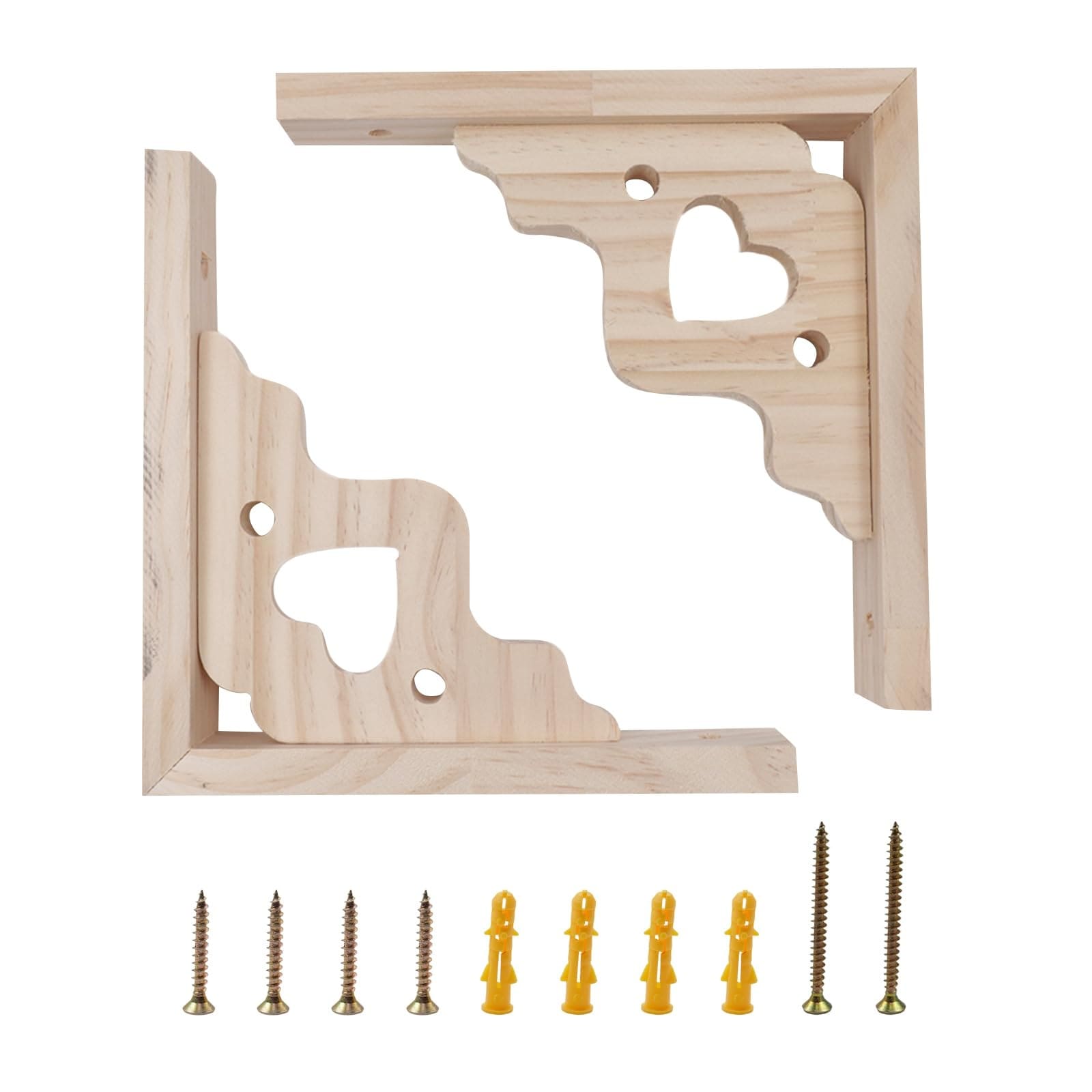 Aoibox  8 in Natural Solid Wood Wall Mount Shelf Brackets with Mounting Screws 2 Pack 2PCS Wooden Brackets 8