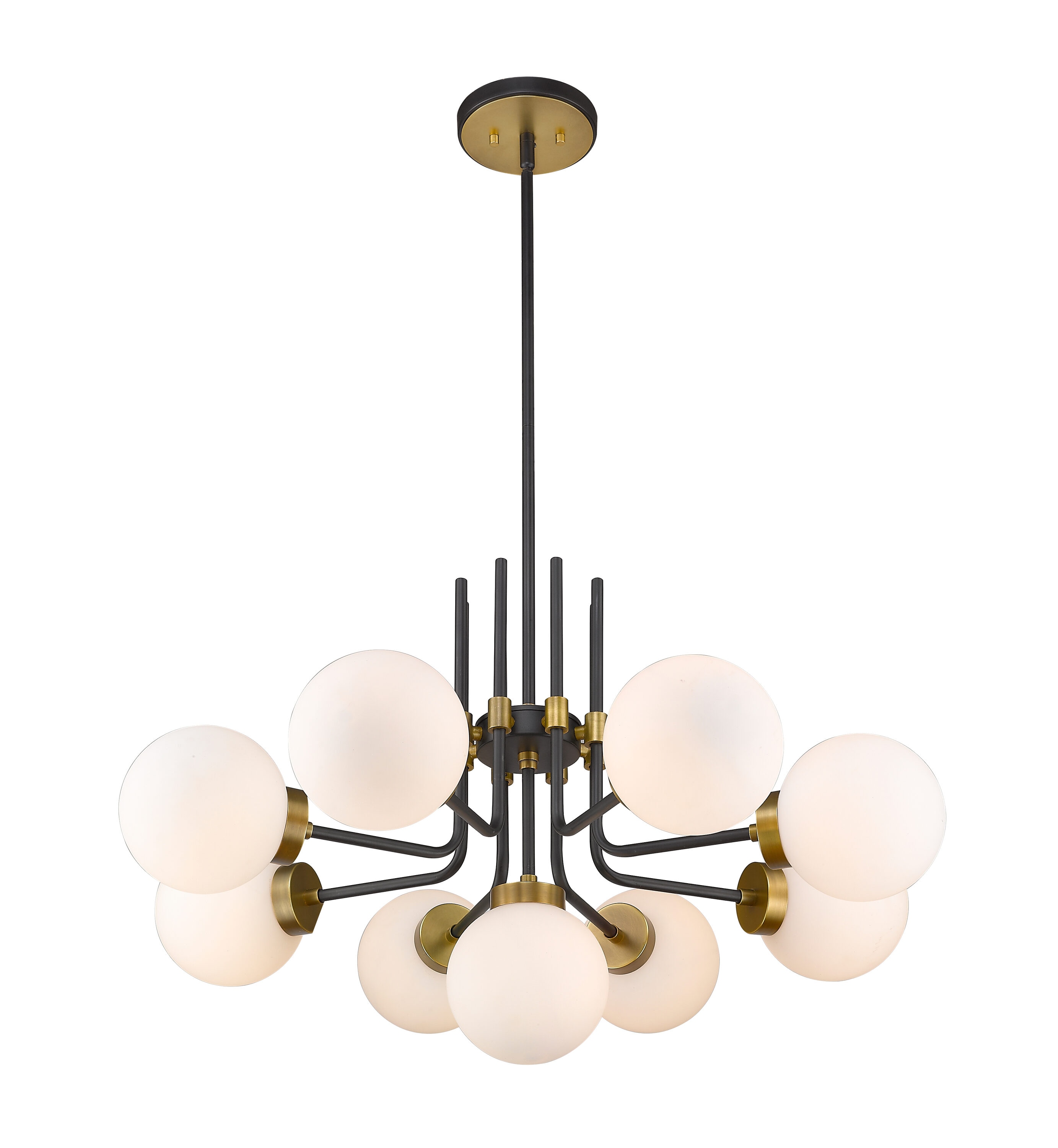 Parsons 32" Matte Black and Brass 9-Light Chandelier
