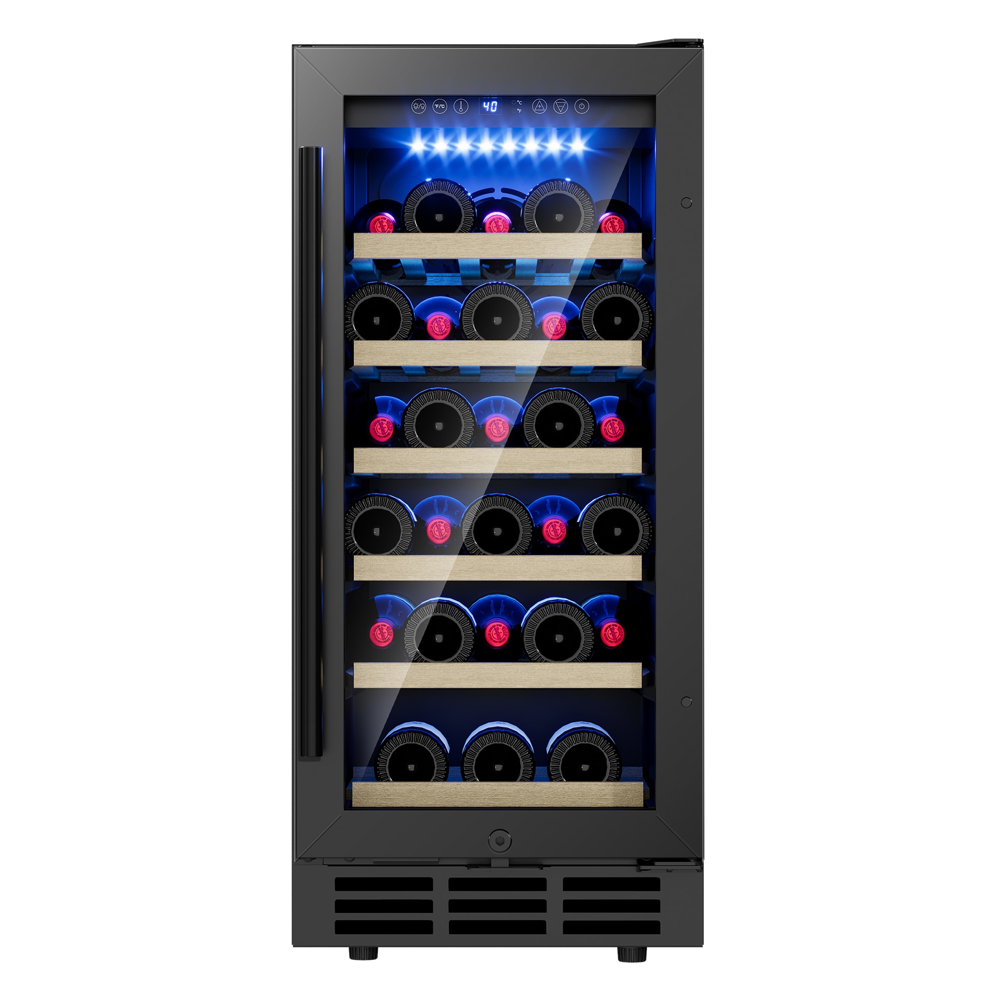 Euhomy FWC003-15BL-E-LS-SC  15-in 30Bottles Single-Zone Built-in/Freestanding Indoor Beverage Refrigerator in Black with Glass Door