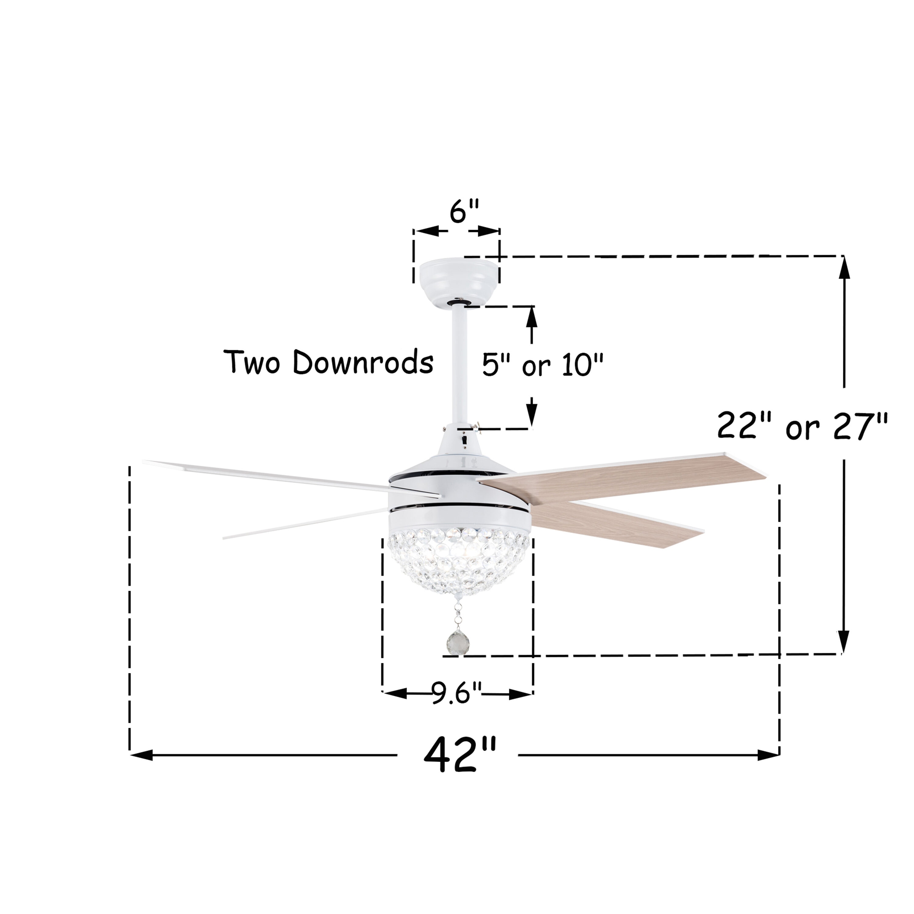 Oaks Decor Lorain 42-in White with Clear Blades Color-changing ...