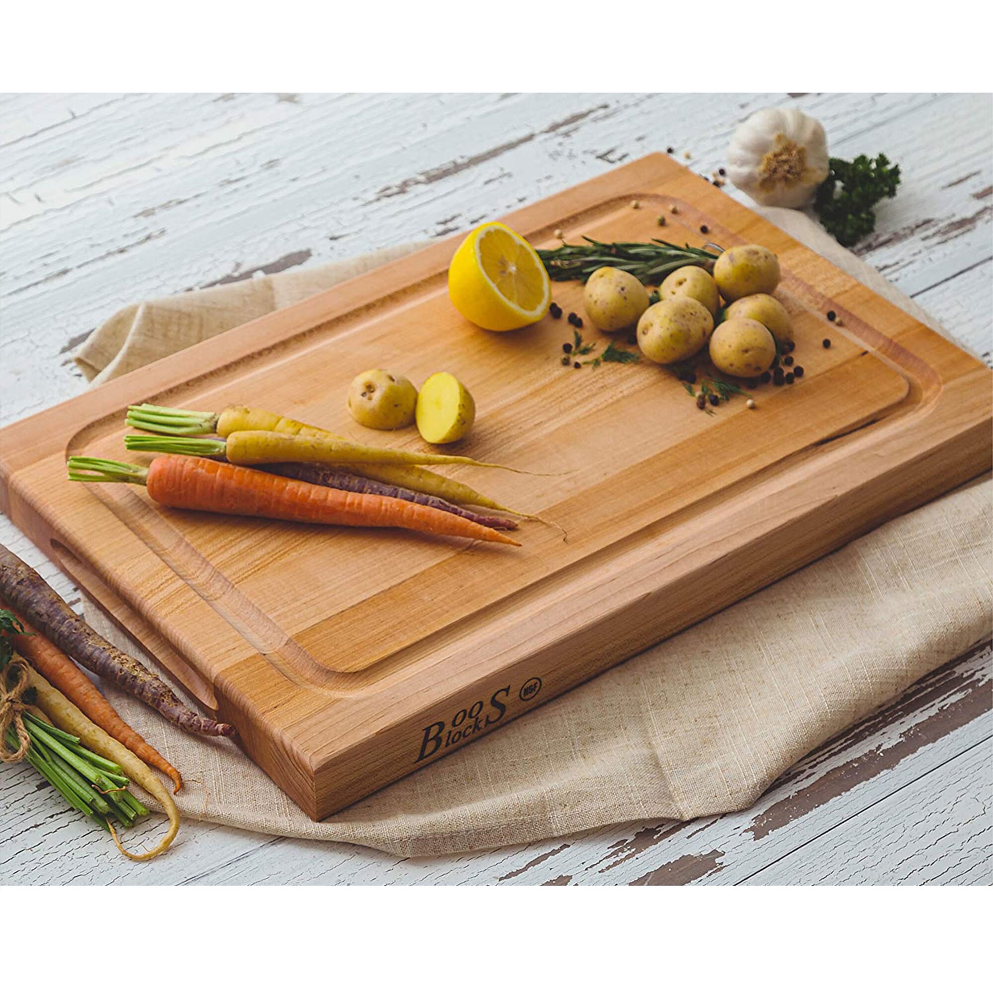 Maple Wood 18" x 12" Reversible Cutting Board with Juice Groove