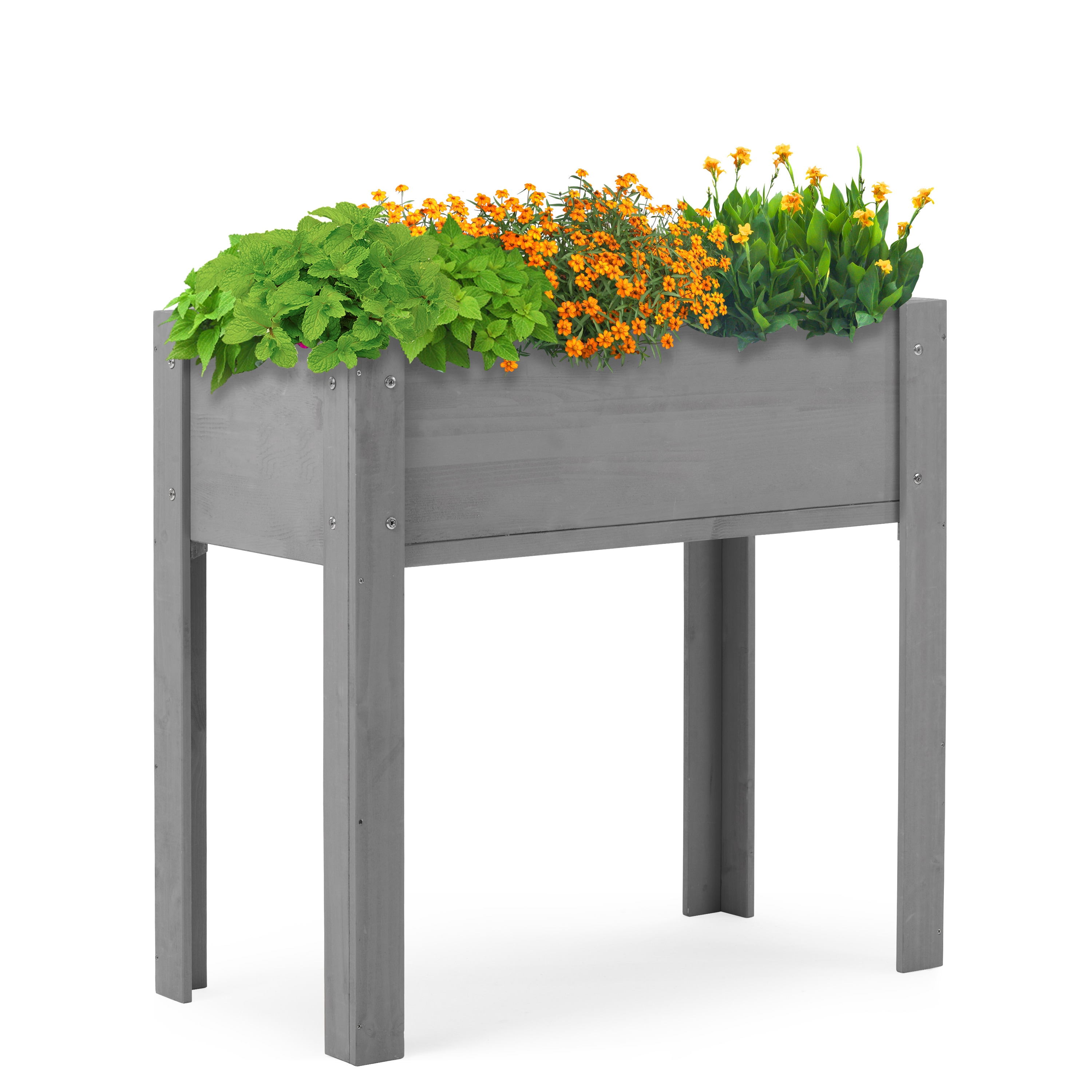 AHIOU HOME 16-in W x 31-in L x 31-in H Gray Wood Raised Planter Box #ZAAHG-94442GB
