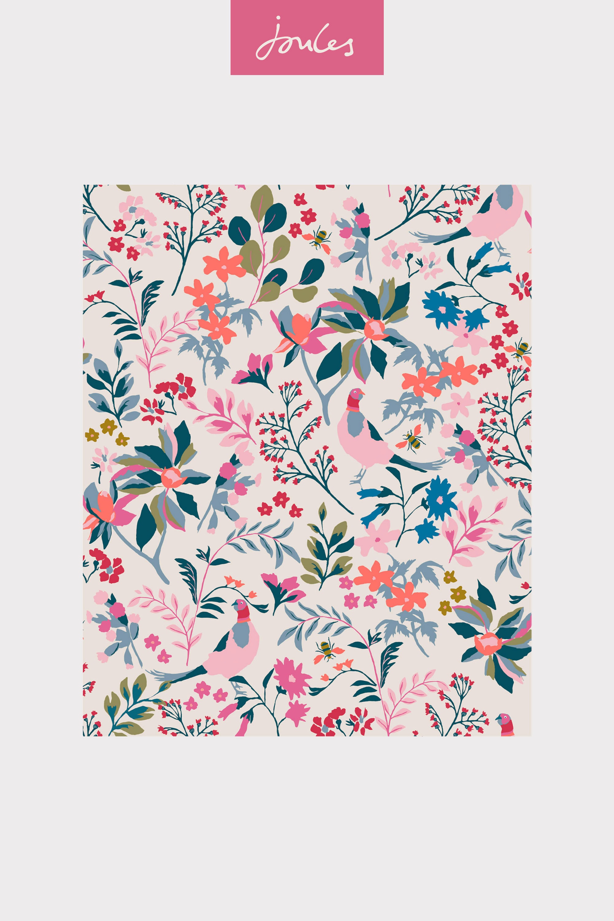 Floral Antique Crème Wallpaper with Birds and Bees Design