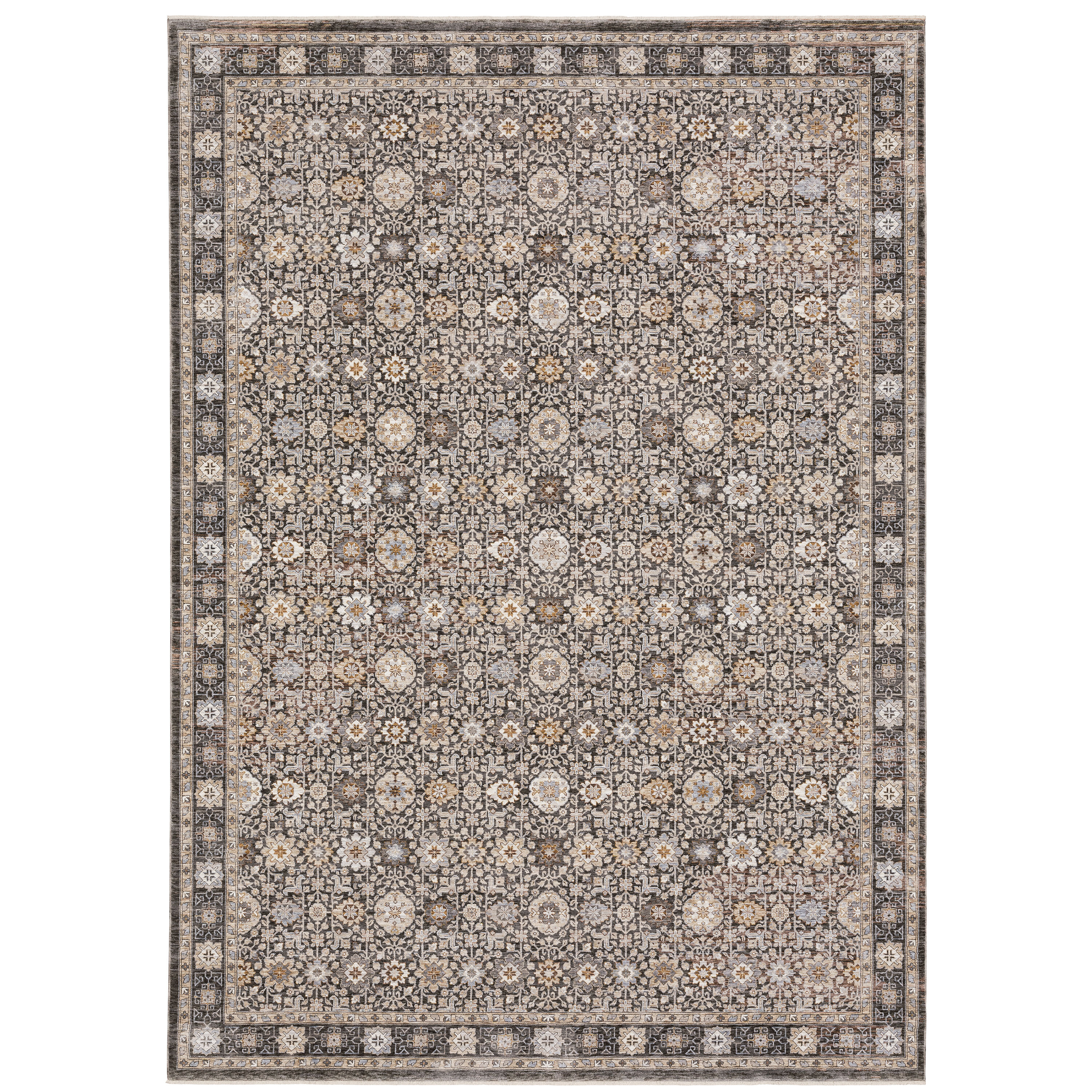 Archer Lane 071MAHAN17L Darrett 8 x 11 (ft) Polyester Charcoal Rectangular Indoor Floral/Botanical Persian Area rug