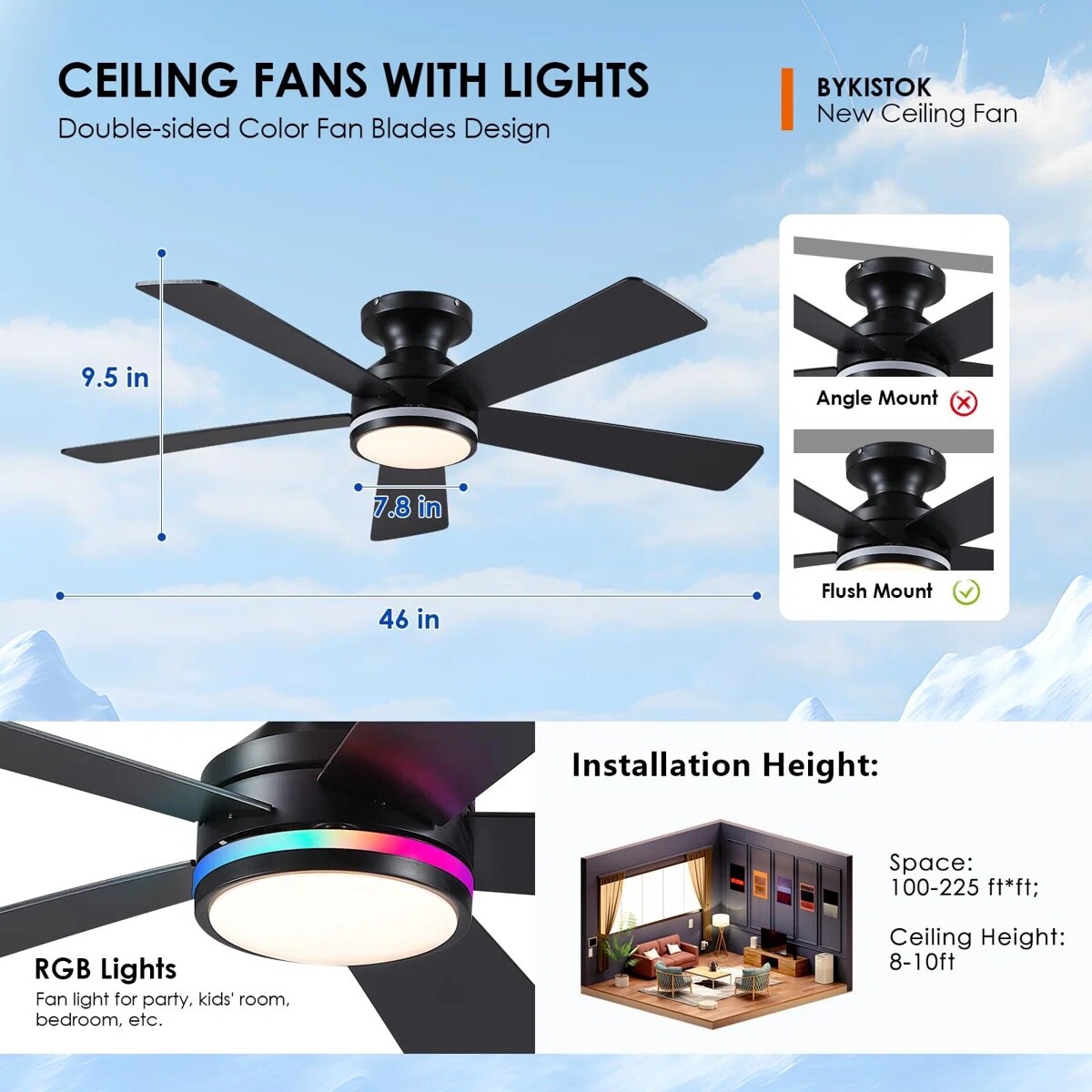 Kviflon LS8509-46BKRGB Ceiling-Fans - View #4