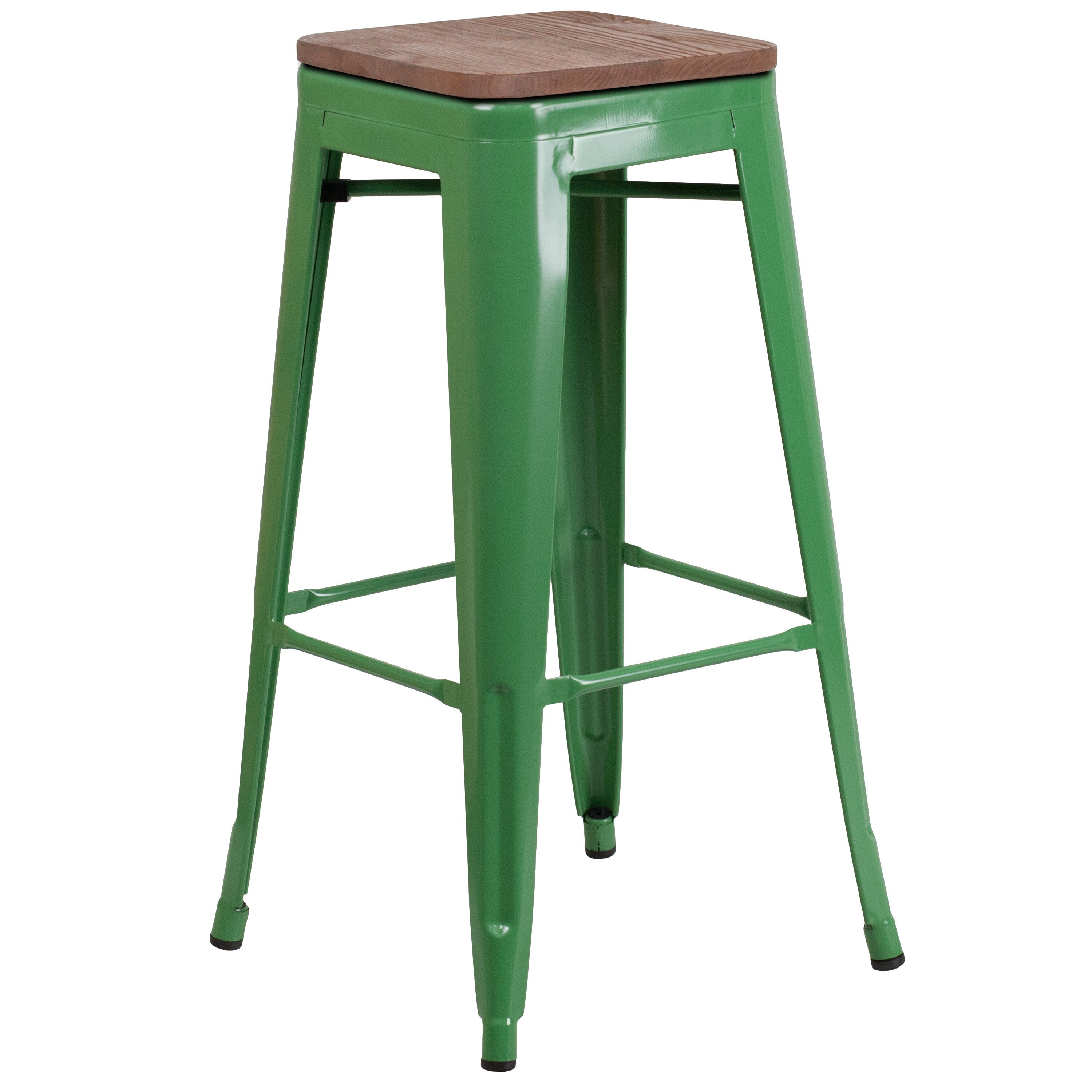 Flash Furniture 889142874133 Green 30.0-in H Bar height Stackable Metal Bar Stool