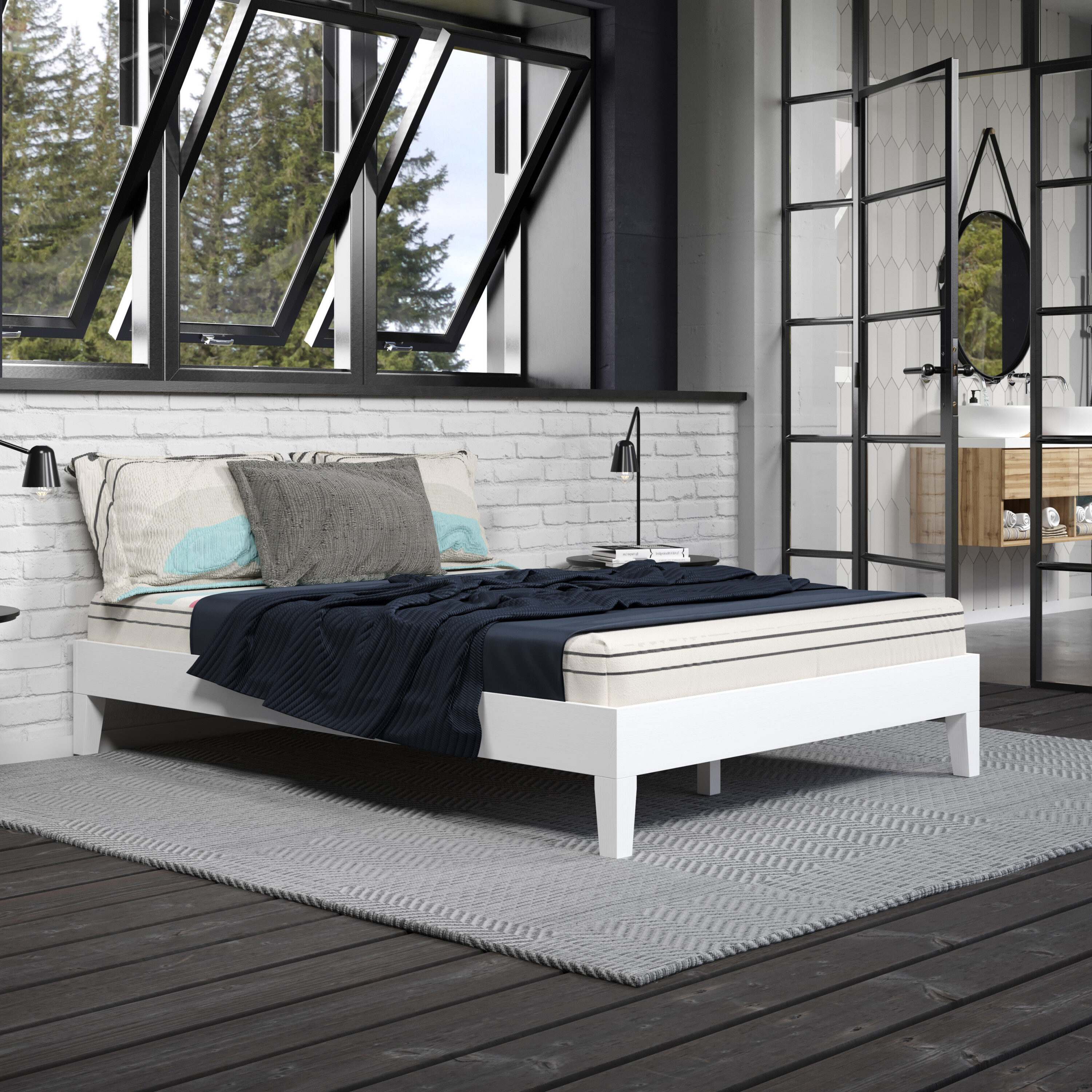 Steve Silver White Full Wood Platform Bed NIX900FPBW at Lowes.com