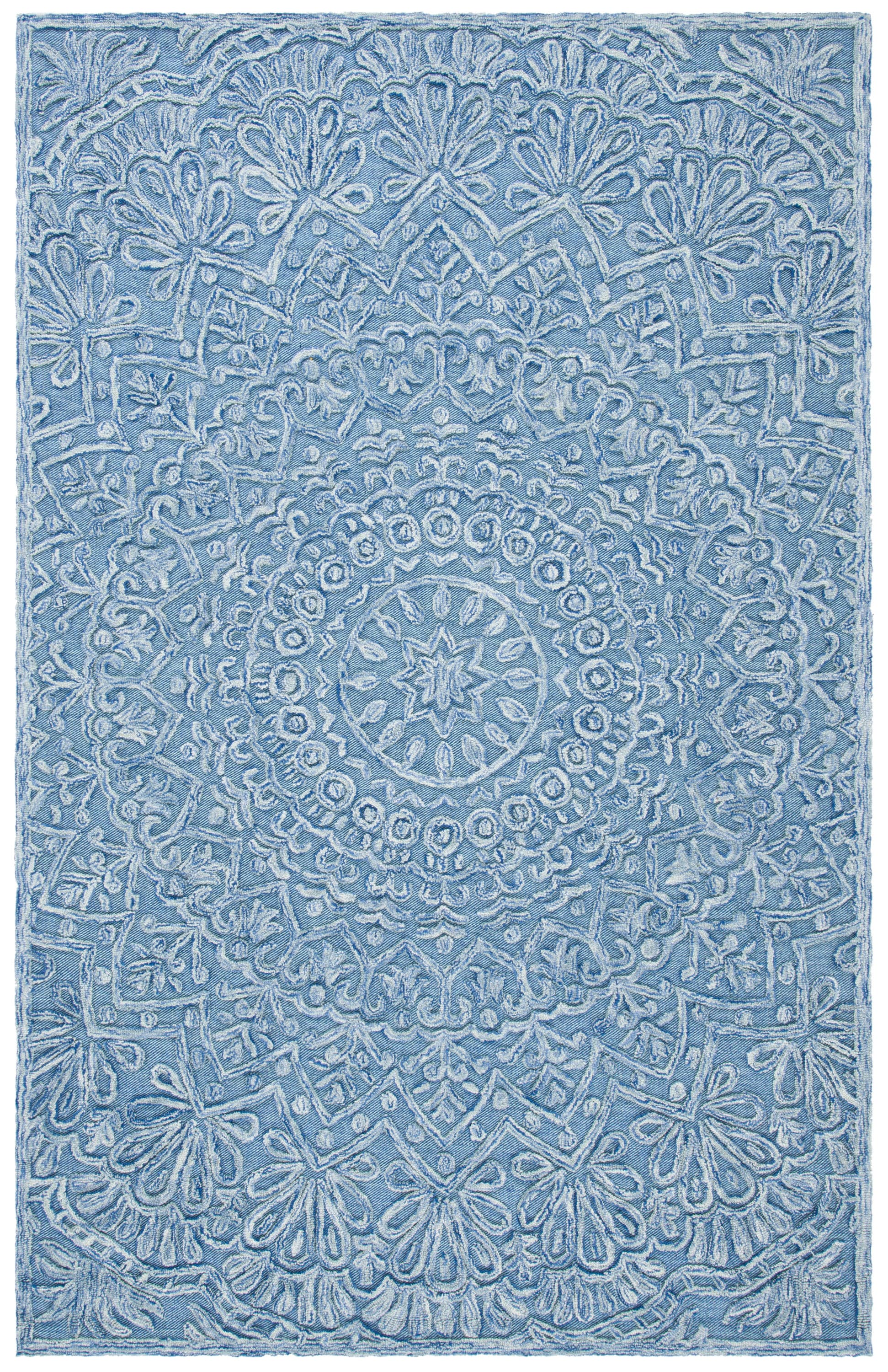 Safavieh TRC601M-5 Trace Danijela 5 x 8 (ft) Tufted Wool Blue/Light Green Rectangular Indoor Floral/Botanical Bohemian/Eclectic Area rug