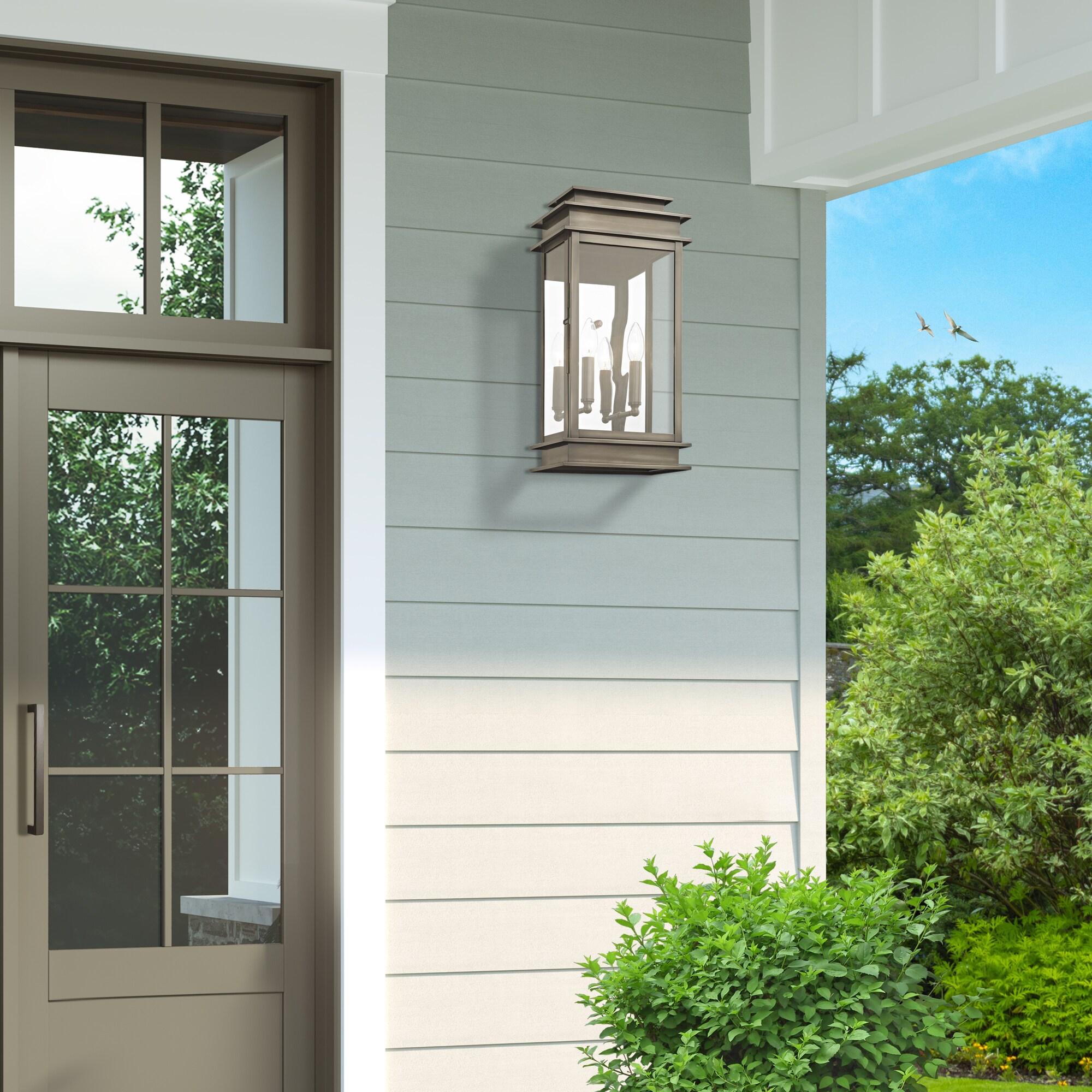 Livex Lighting Princeton 2-Light 19-in H Distressed Pewter Outdoor Wall ...