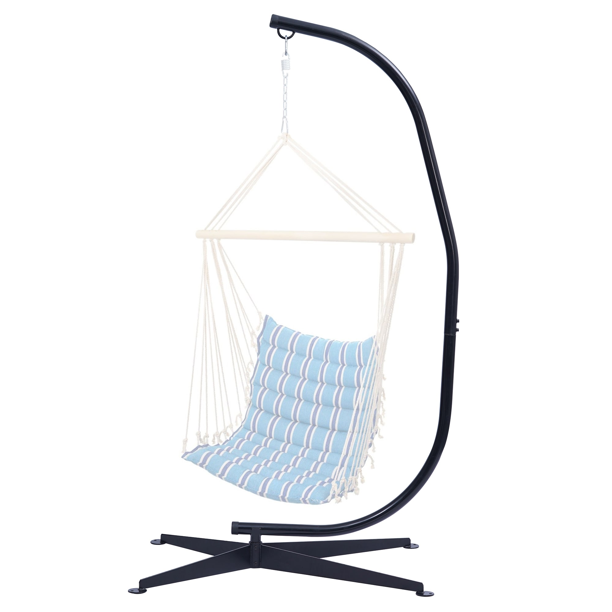 Hammock Indoor Outdoor Fabric Swinging Hanging Air Chair Iron Frame Stand Set 