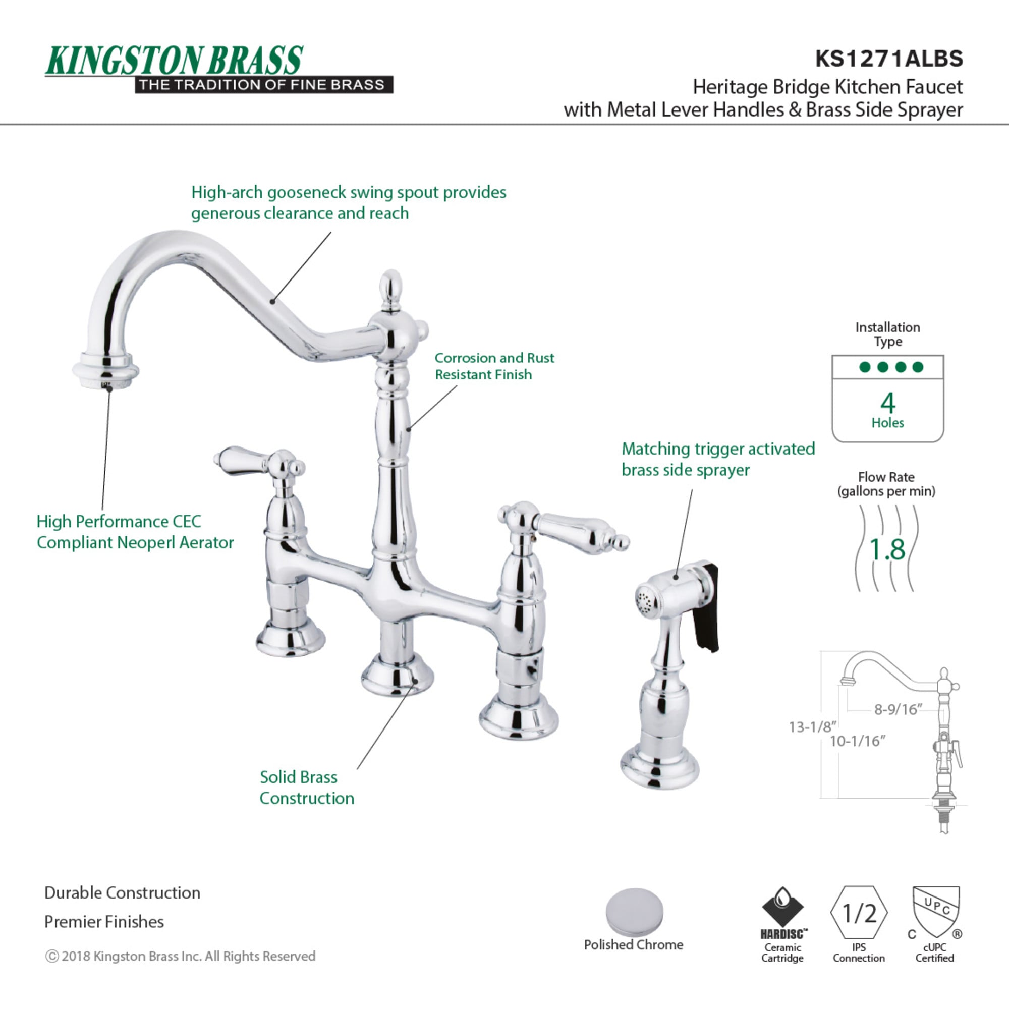 Elements of Design ES1271ALBS Kitchen-Faucets - View #2