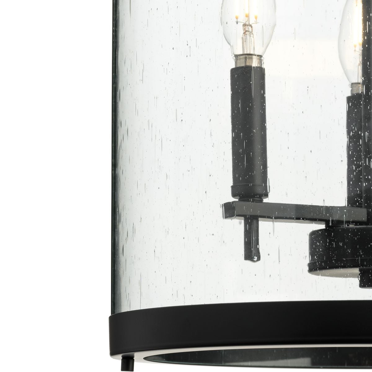 Progress Lighting Morehouse 3 Light Matte Black Transitional Seeded Glass Cylinder Medium