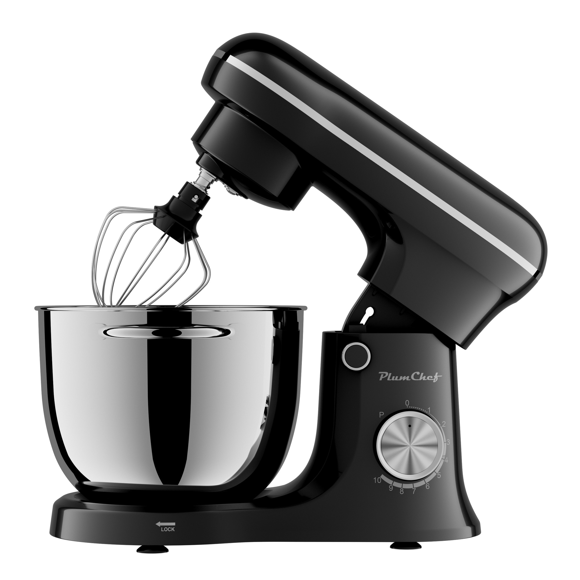 Boyel Living Plum chef 5L Electric Food Mixer 10 Speeds Portable Lightweight Kitchen Mixer for Daily Use with Egg Whisk Dough #BL-GB7159BK