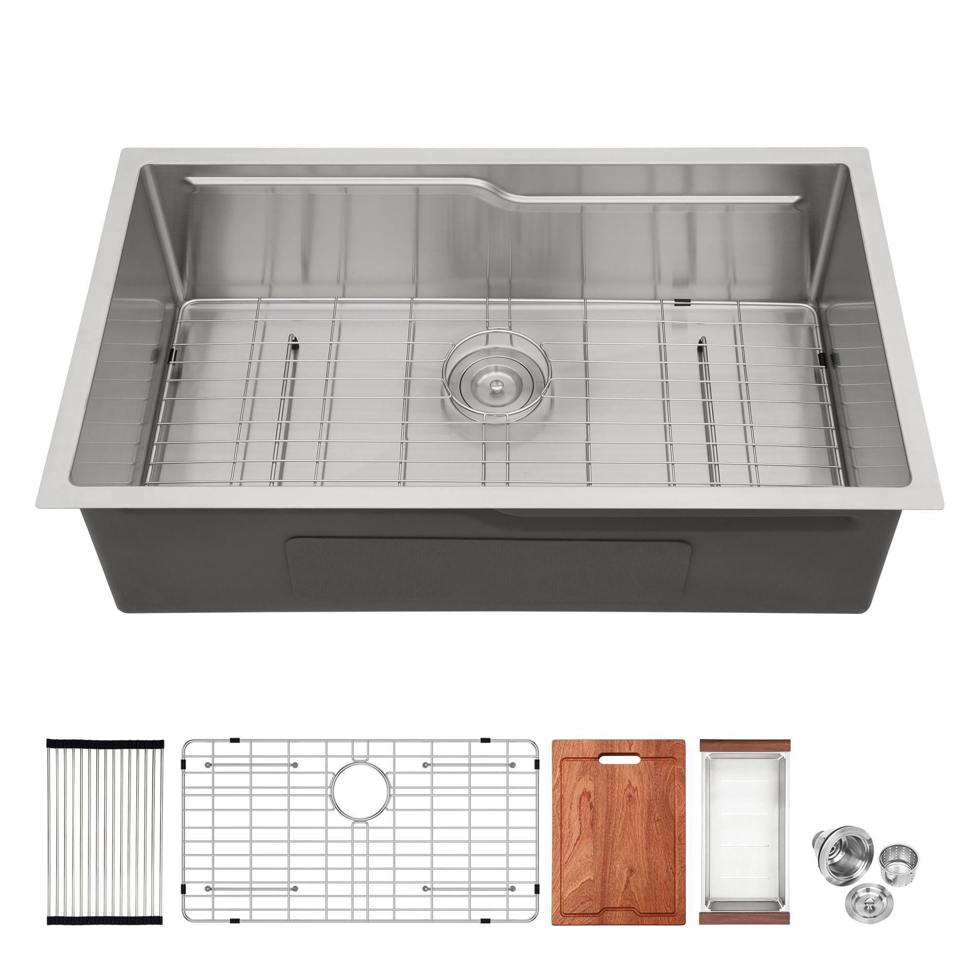 Tatayosi 33 Inch Undermount Kitchen Sink - 33x19 inch Single Bowl 16 Gauge Stainless Steel Ledge Workstation Kitchen Sinks