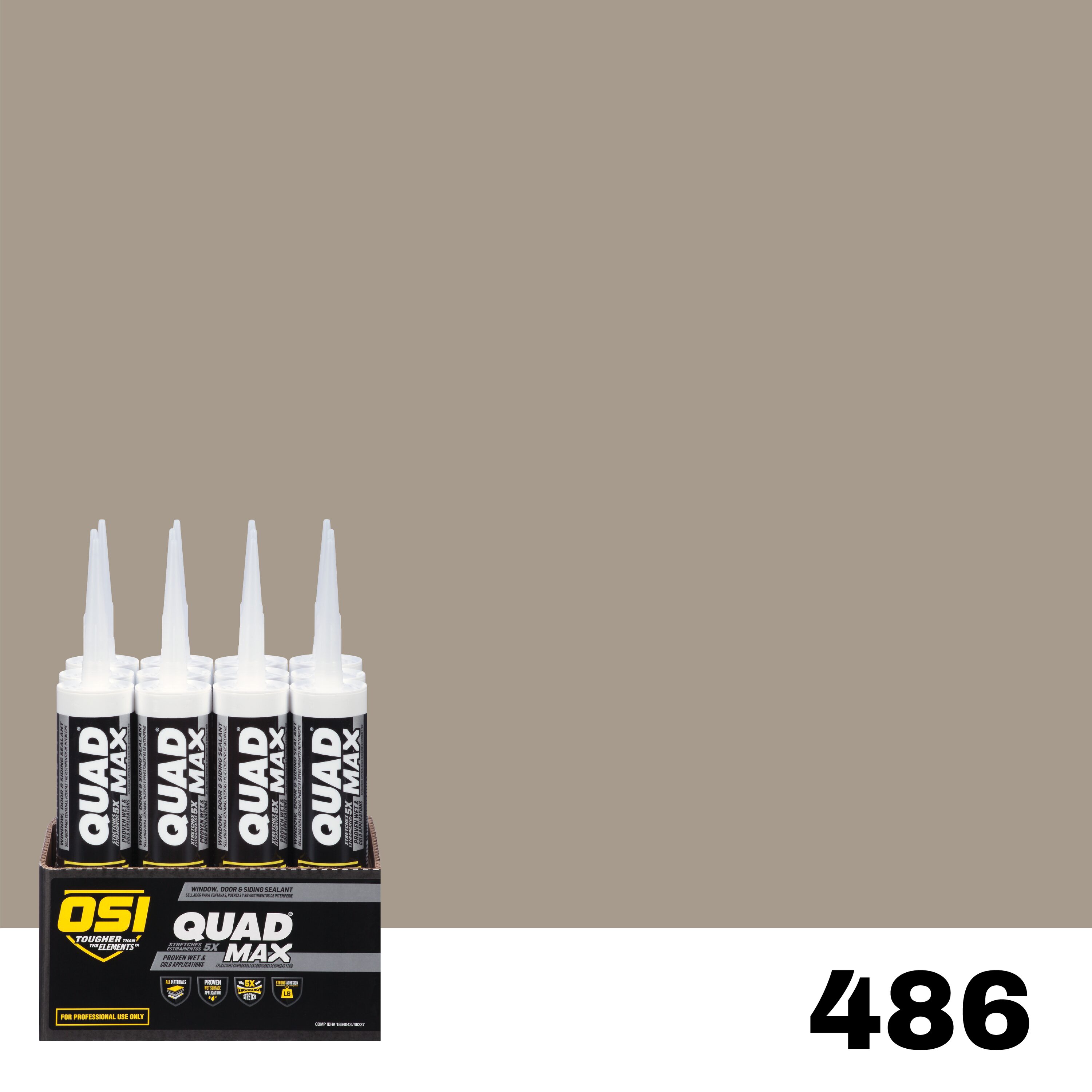 OSI 1869429 Quad Max 12 -Pack 10-oz Window door Beige 486 Paintable Advanced Sealant Caulk