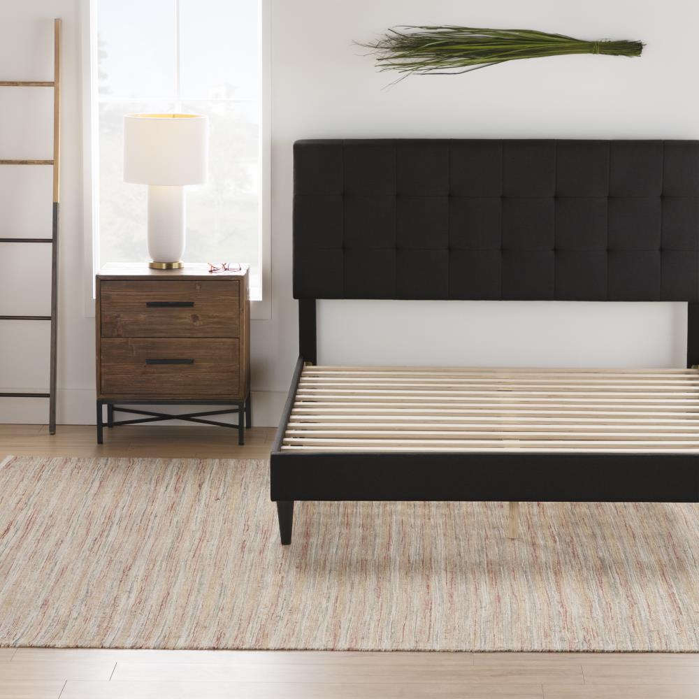 Brookside BSQQBK01UB Cara Square Tufted Black Queen Upholstered Bed