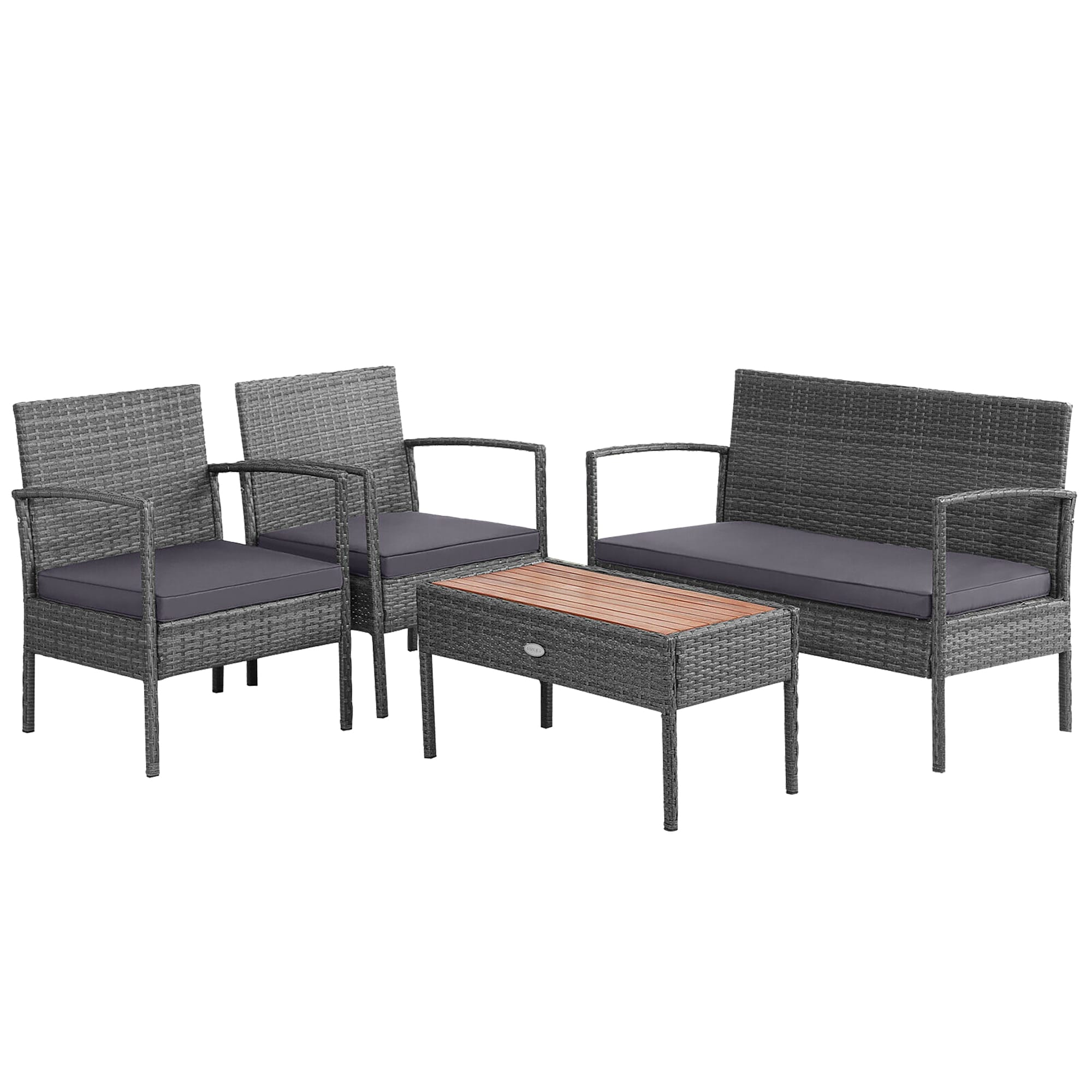 LIVIZA OUS68940 4 -Piece Rattan Patio Conversation Set with Gray Cushions