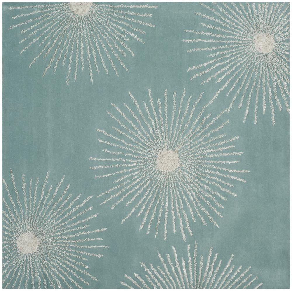 Safavieh SOH712T-6SQ Soho Starburst 6 x 6 (ft) Tufted Wool Light Teal/Multi Square Indoor Abstract Area rug