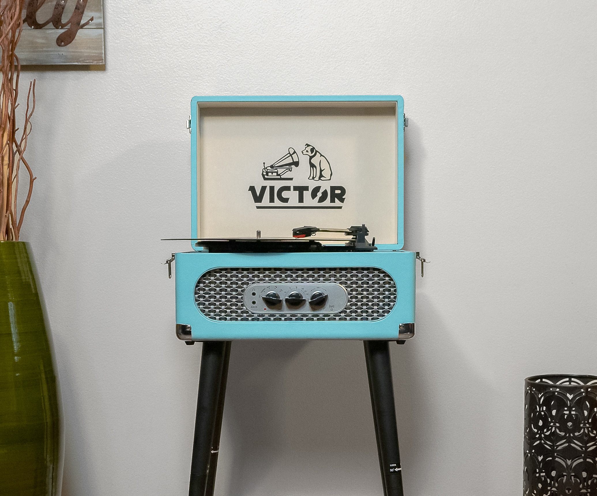 Victor Blue Bluetooth 3-Speed Turntable with Built-In Speakers and USB Connectivity VWRP-3200-TQ simolary.com 13 Victor Blue Bluetooth 3-Speed Turntable with Built-In Speakers and USB Connectivity VWRP-3200-TQ Simolary simolary.com 13