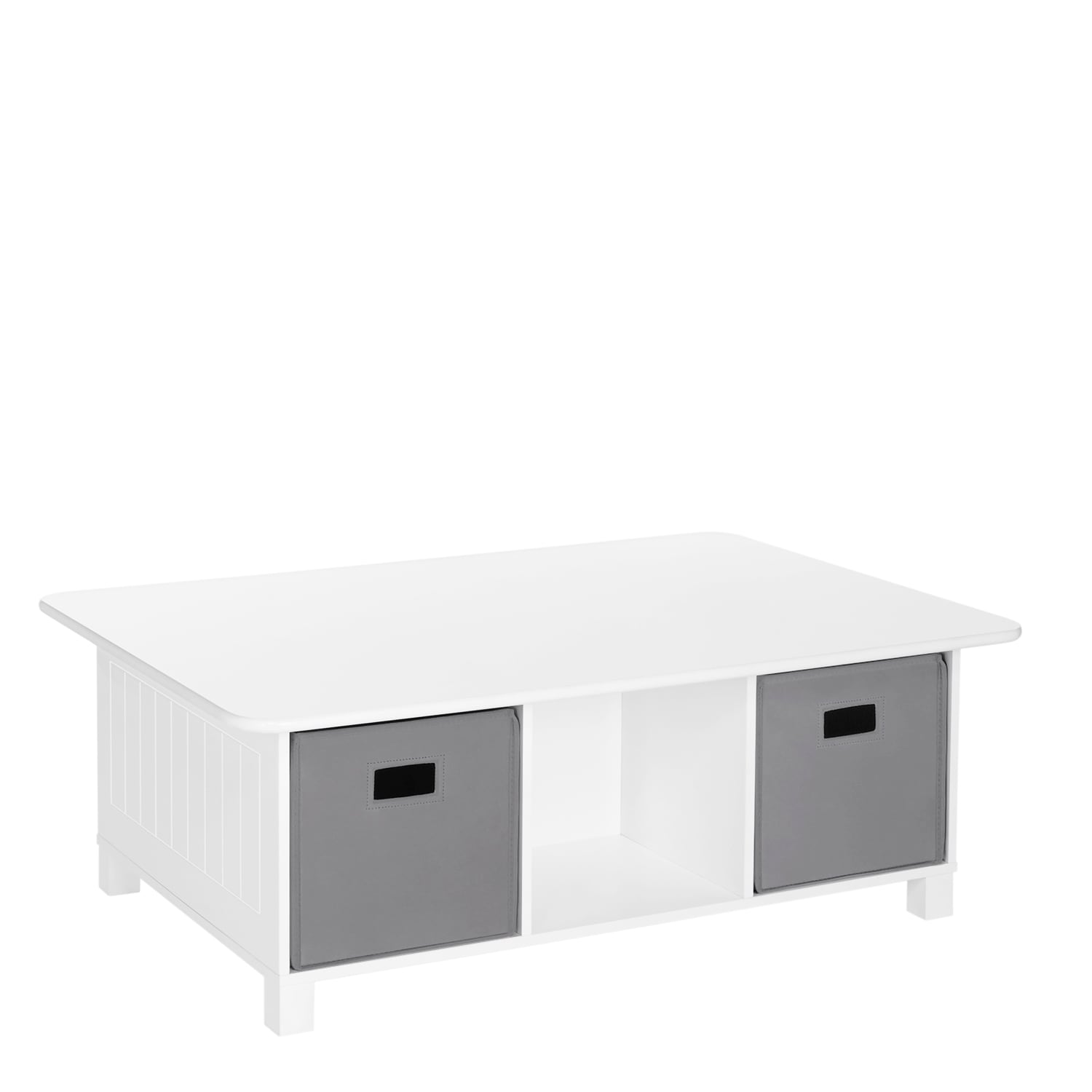 RiverRidge 02-175K Kids Activity Table White with 2 Pc Gray Bins Rectangular Kid's Play Table