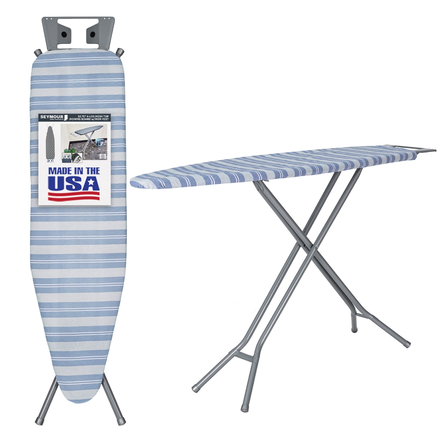 SEYMOUR HOME PRODUCTS 8144067 Blue Freestanding Folding ironing board ( 58.5-Inches x 14.25-Inches x 36-Inches )