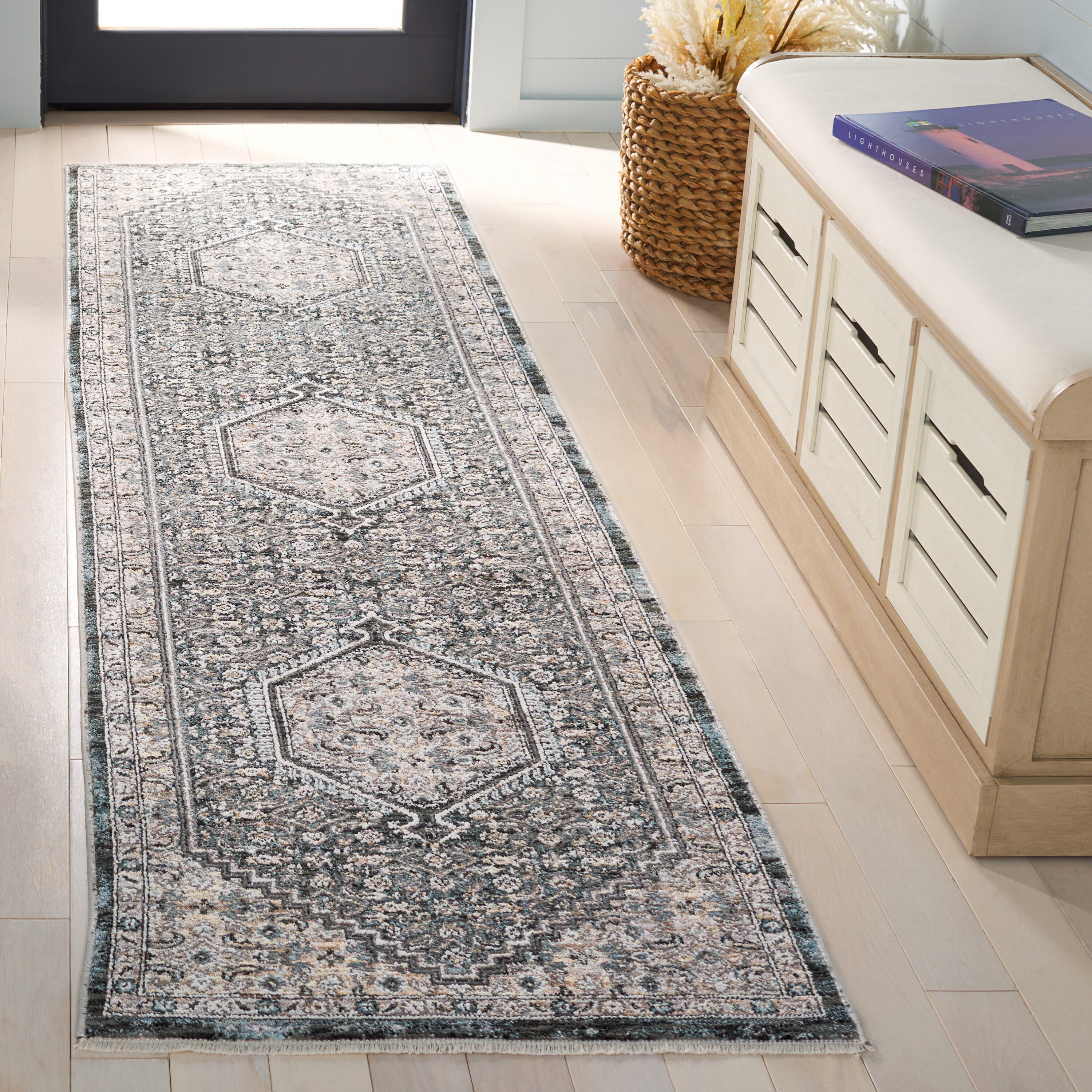 Artifact 552F Grey/Black 2ft-2in x 8ft Runner Rug