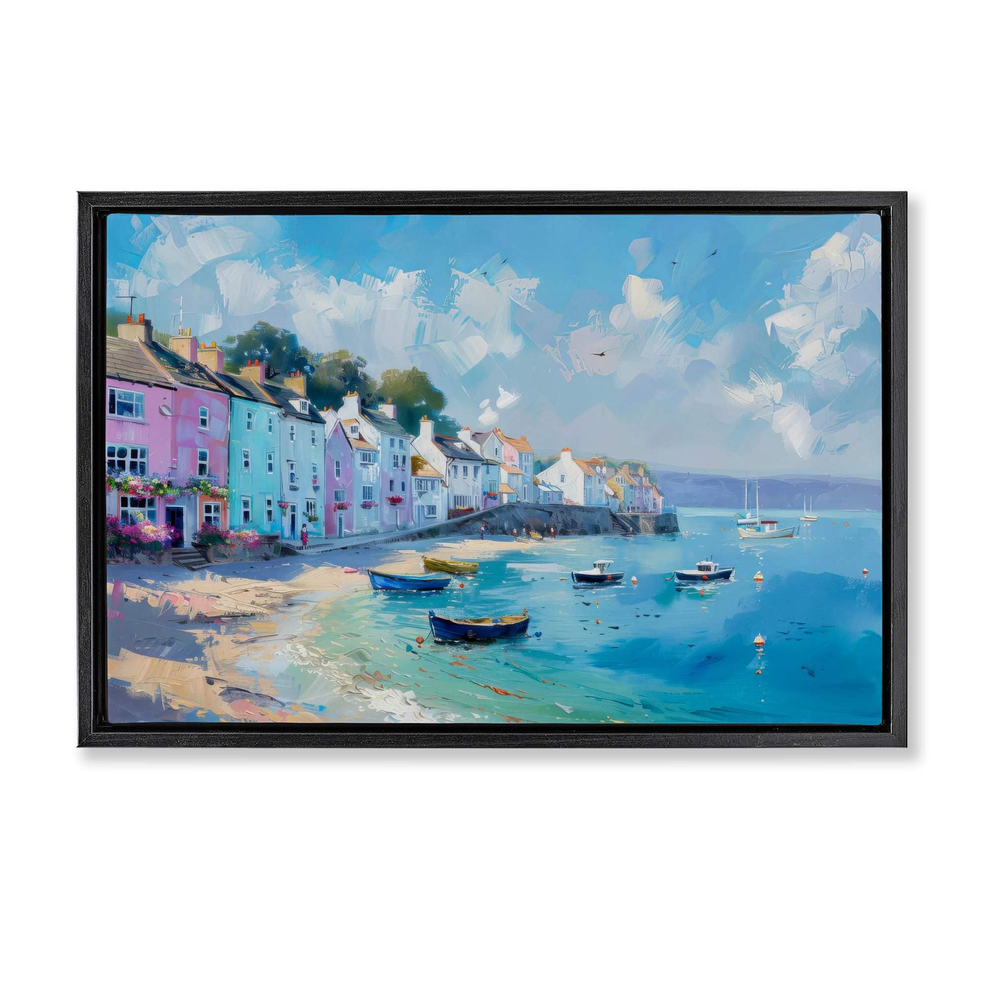 Stupell Industries BT-724-FFB-20X30 Seaside Village Cottages Floating Frame design by LSR Design Studio