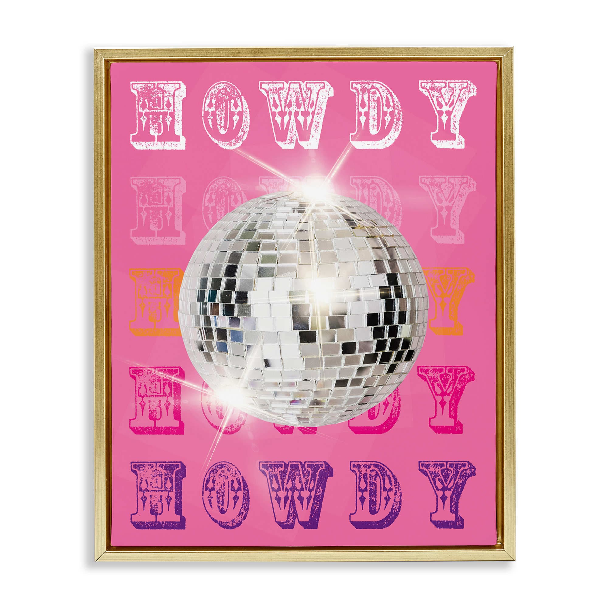 Stupell Industries BS-190-FFG-24X30 Howdy Retro Disco Ball Floating Frame design by Susan Arnot