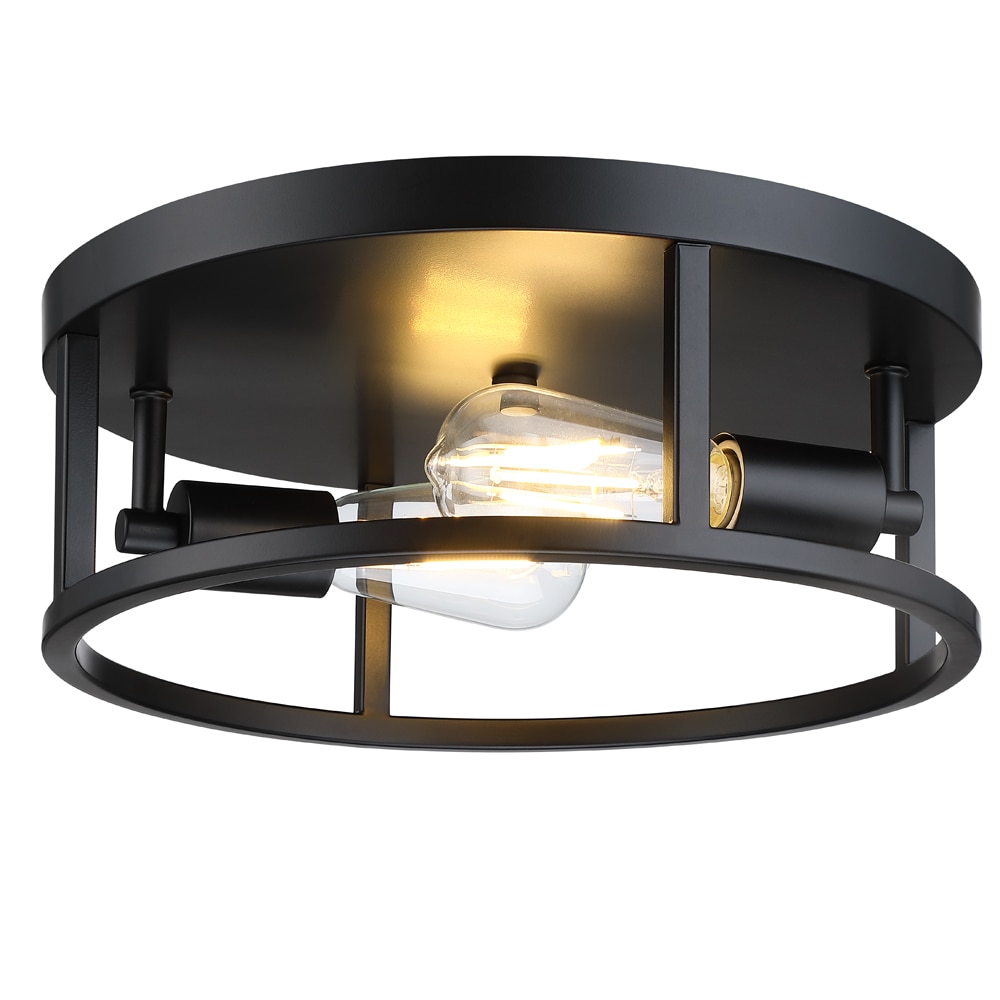 allen + roth TC01982 Hewitt 2 -Light 13-in Matte Black Flush Mount Light