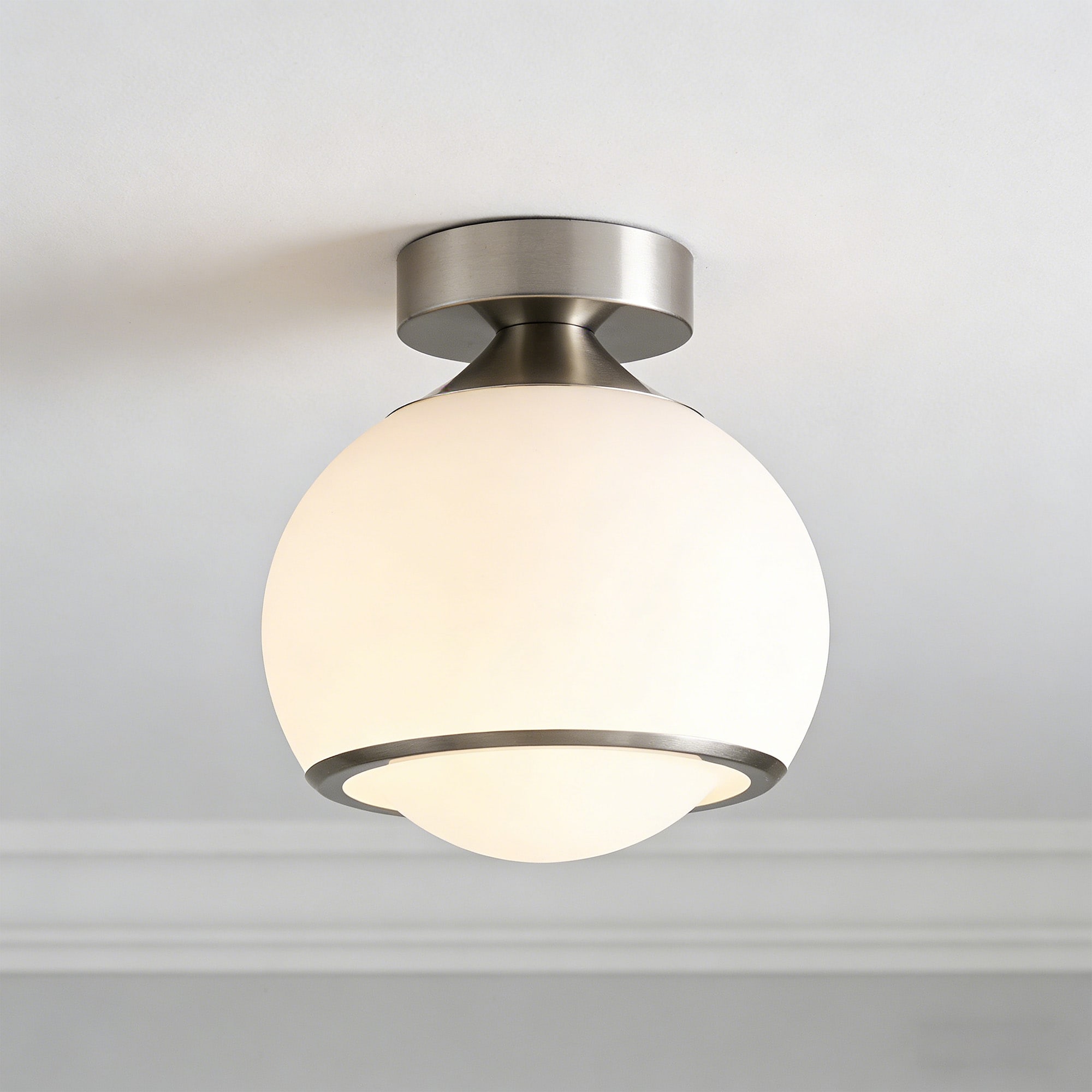 Maxax 9.8 "Modern 1-Light Milk White Globe Flush Mount Ceiling Light, 3CCT Dimmable LED Ceiling Light for Bedroom Hallway Kitchen