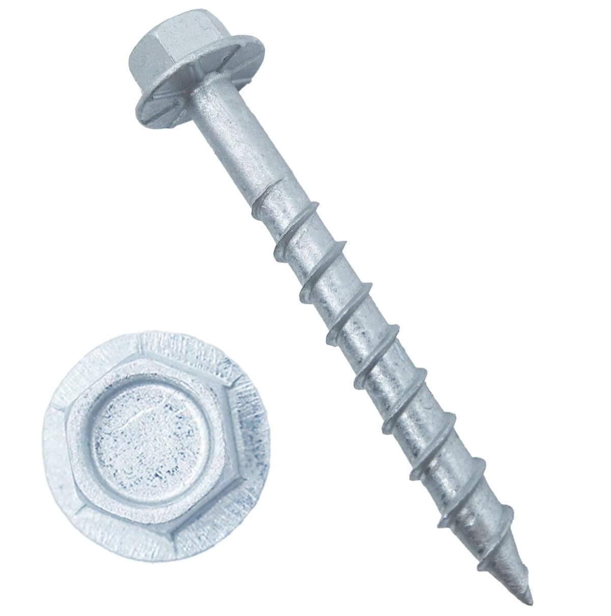 Phyfalip  500 Pack #9 x 1-1/2 Inch Heavy Duty Joist Hanger Screws 1/4 Inch Hex Head 0.37 Inch Washer Corrosion Resistant Replaces 9112R500 10D Nail