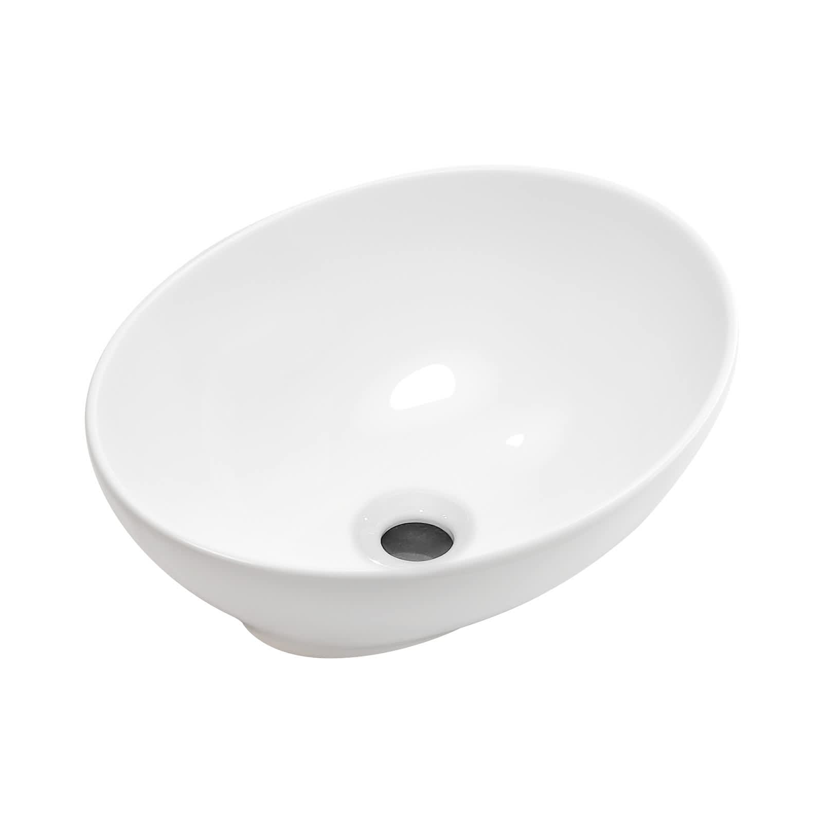 Rbied 16 x 13 x 5.5 in White Oval Ceramic Countertop Bathroom Vanity Vessel Sink
