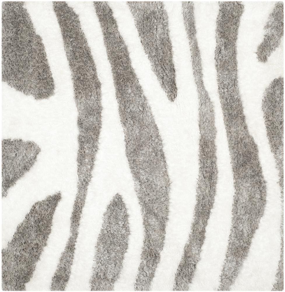 Safavieh BSG321A-5SQ Barcelona Nablus Shag 5 x 5 (ft) Tufted Synthetic Ivory/Silver Square Indoor Abstract Area rug