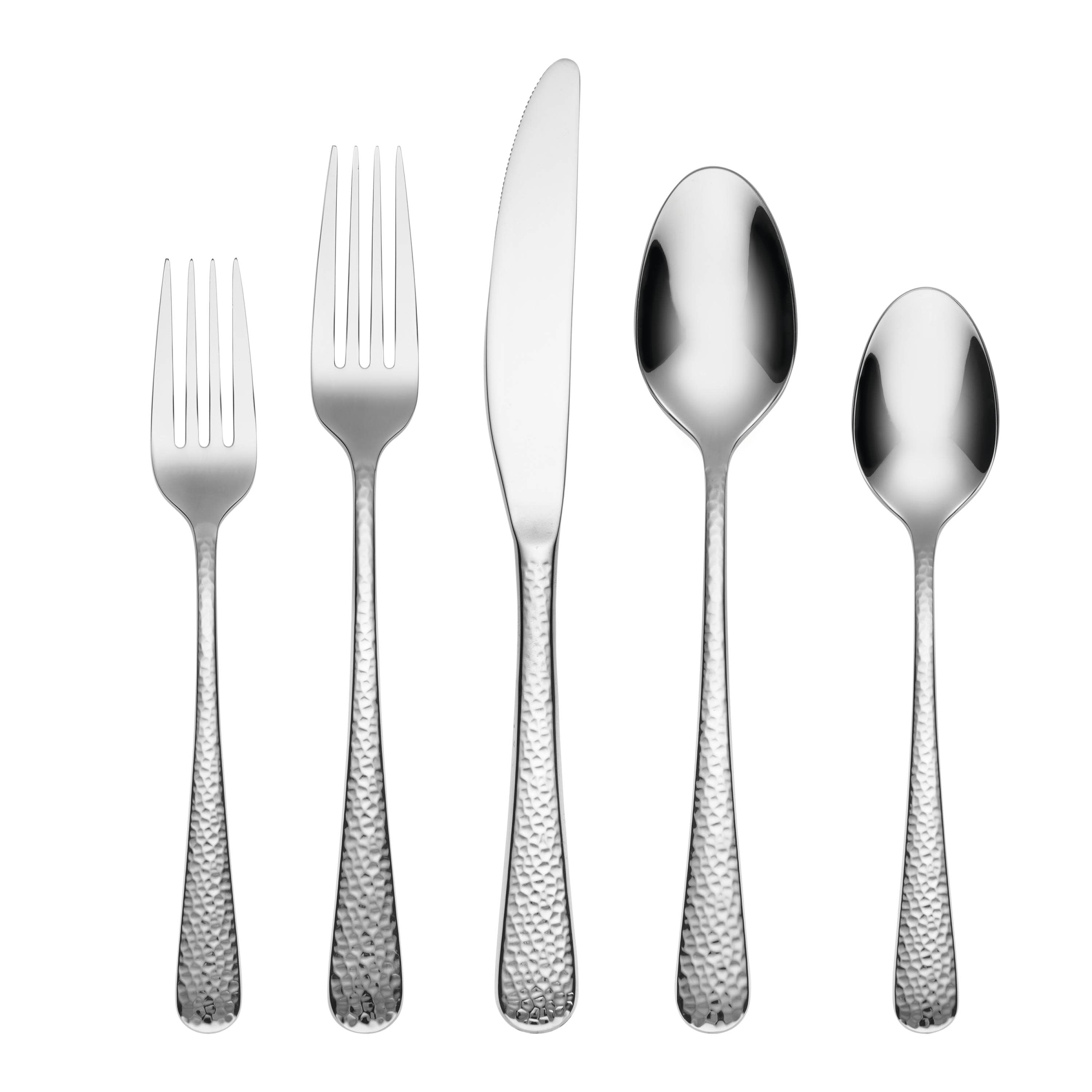 Cambridge 348720CNW12R Kenne Hammered Mirror 20 -Pieces Polished Modern Flatware