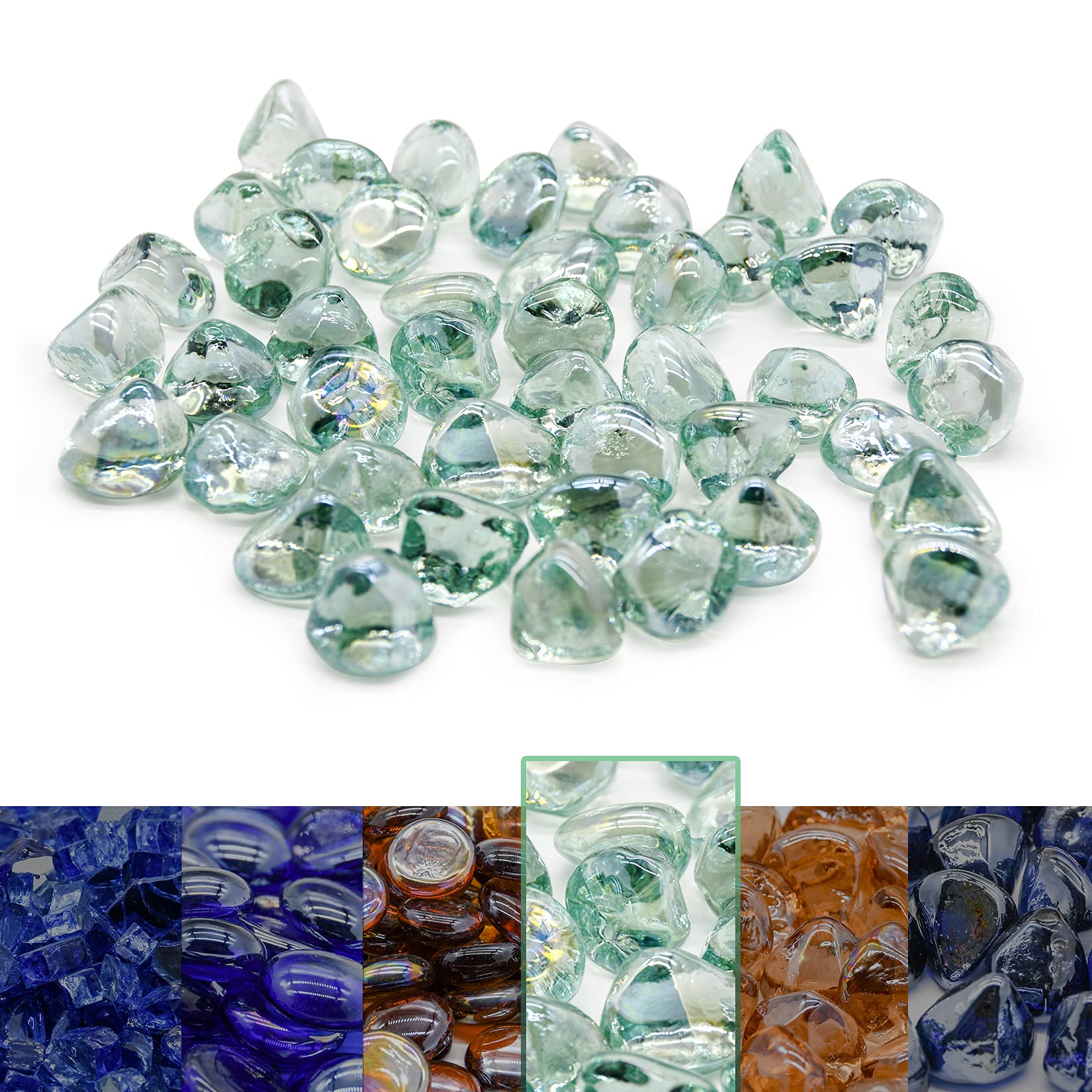 Lukvuzo -  20 Pound Fire Glass 1 Inch Diamond Crystal Ice Luster for Gas or Propane Fire Pit Fire...