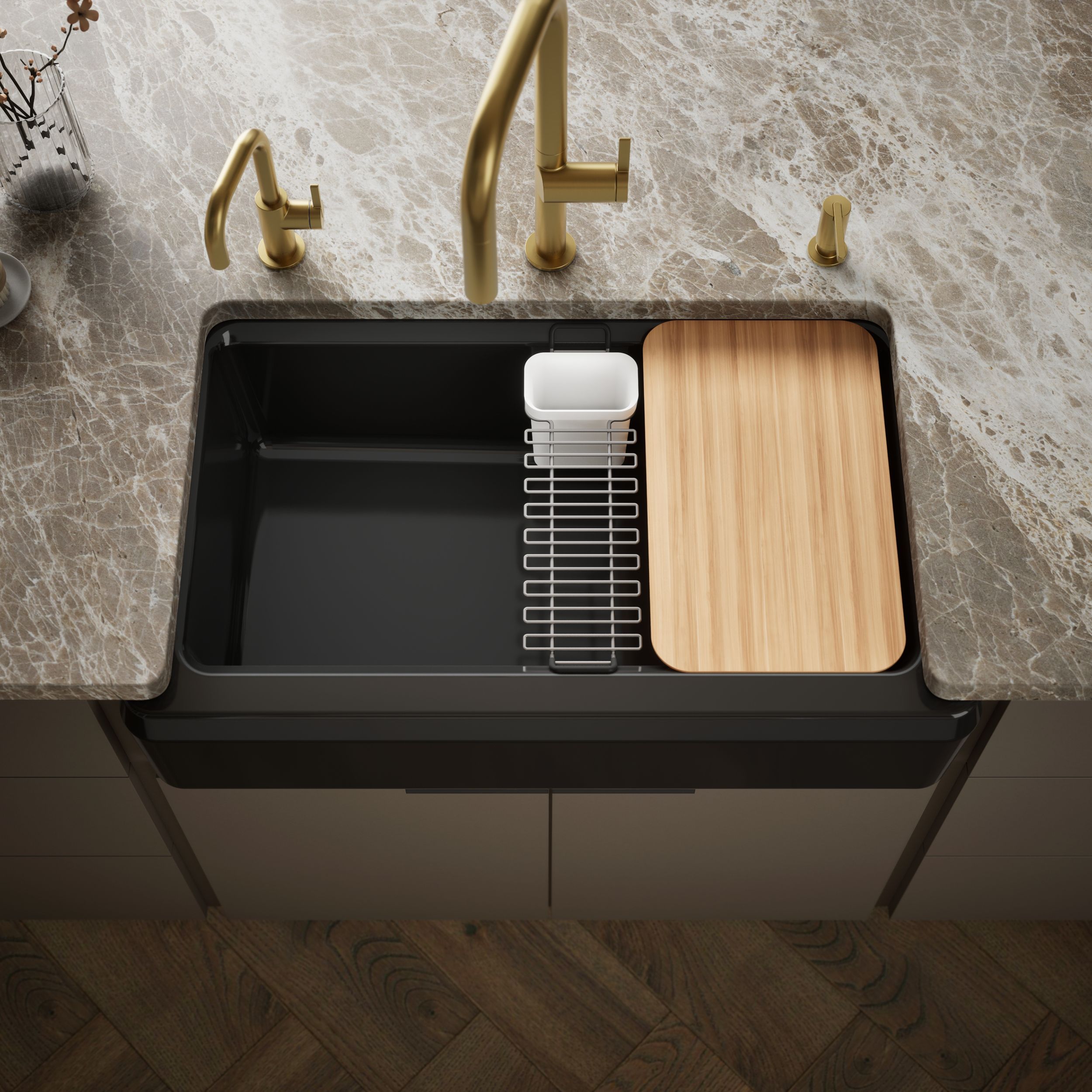 KOHLER Riverby Undermount 35.7-in x 20.87-in Cast iron Single bowl Kitchen Sink