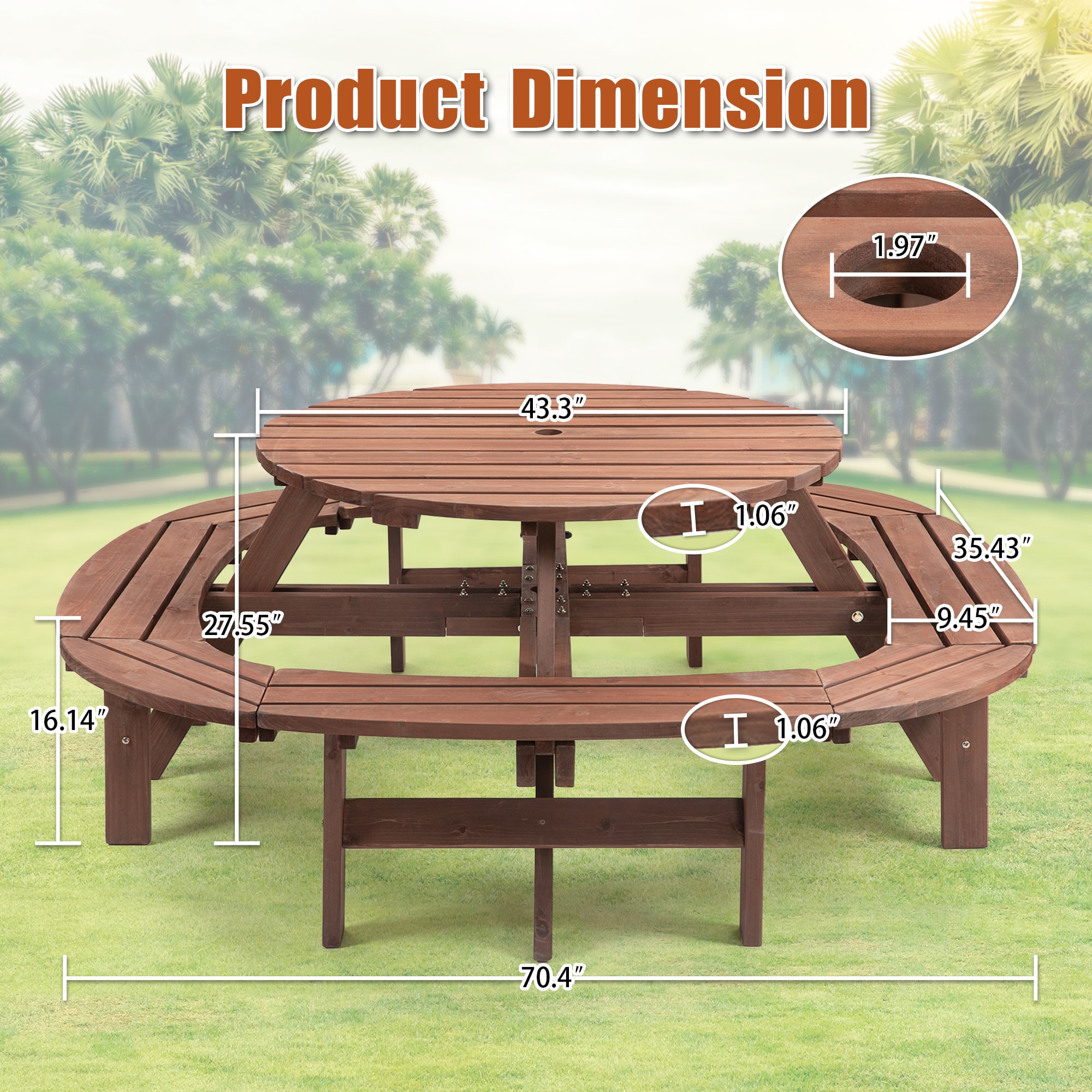 WELLFOR PECG-012 Picnic-Tables - View #3
