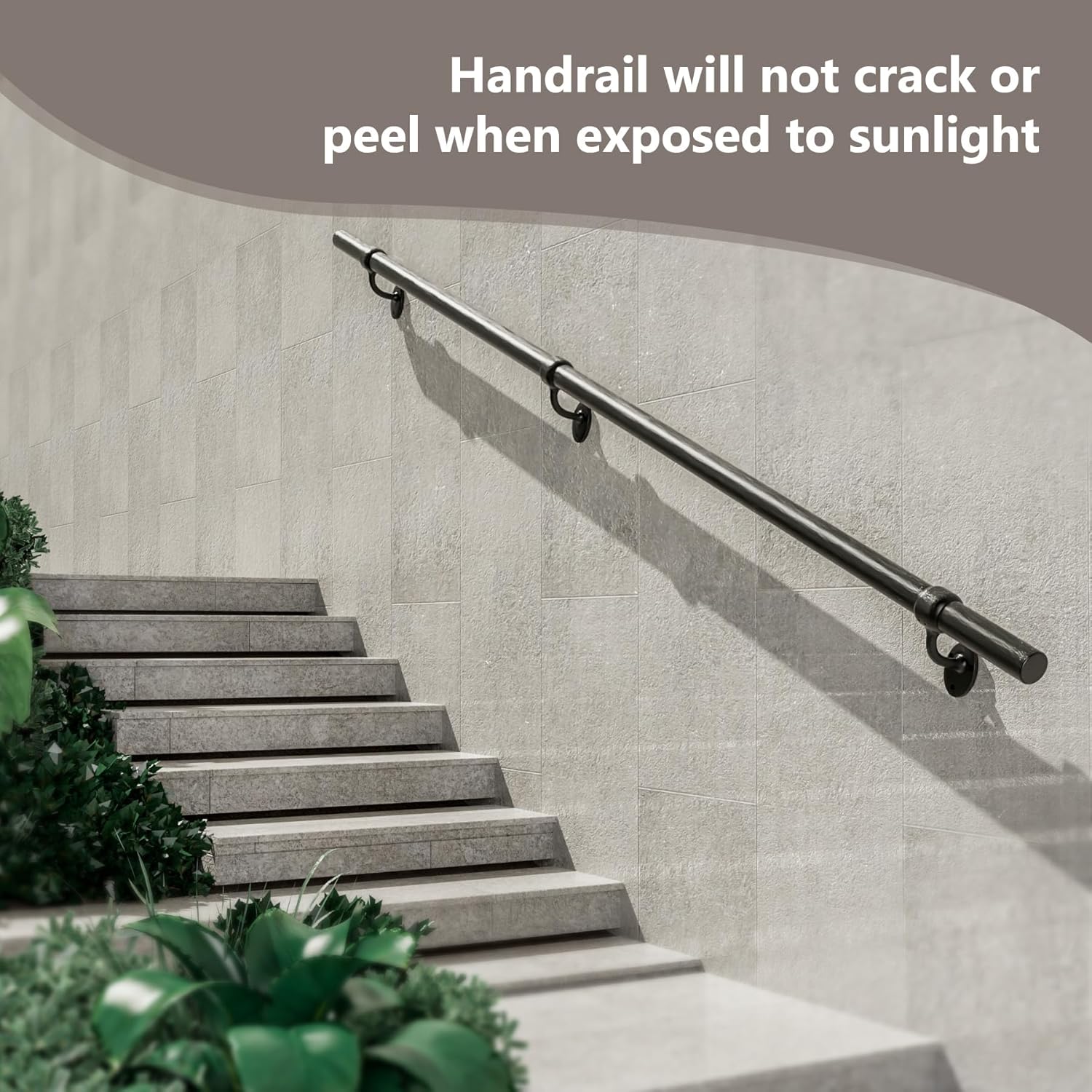 Etokfoks 3 Feet Aluminum Stair Railing Hand Rail Indoor Outdoor Round ...