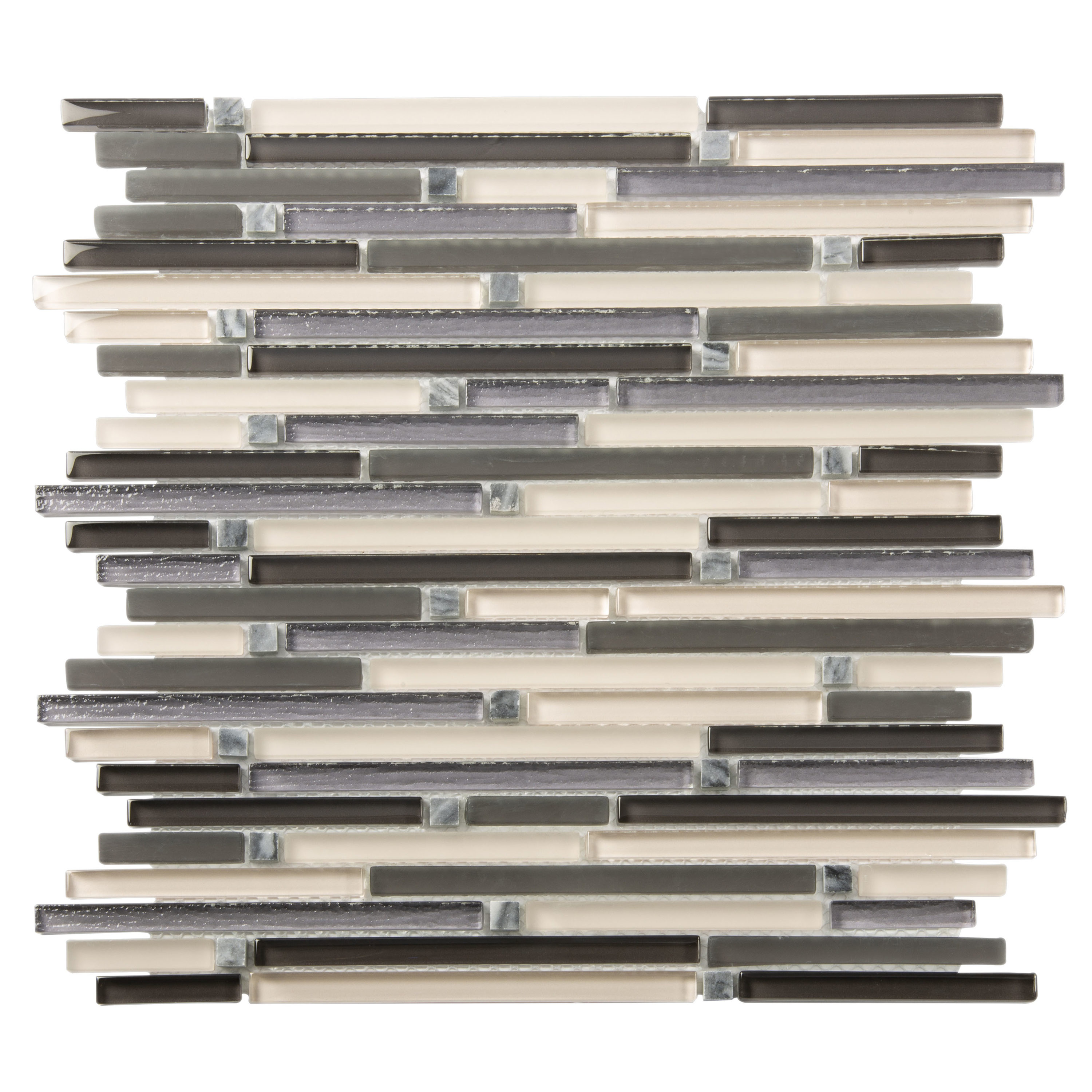 Apollo Tile APLCAS88020A Waterfall Gray and White 12-in x 12-in Polished Glass, Stone Marble Linear Patterned Wall Tile (5.17-sq. ft/ Carton)