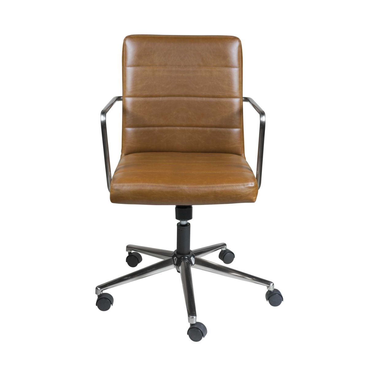 HomeRoots 370562 Amelia Brown Contemporary Adjustable Height Swivel Faux Leather Desk Chair