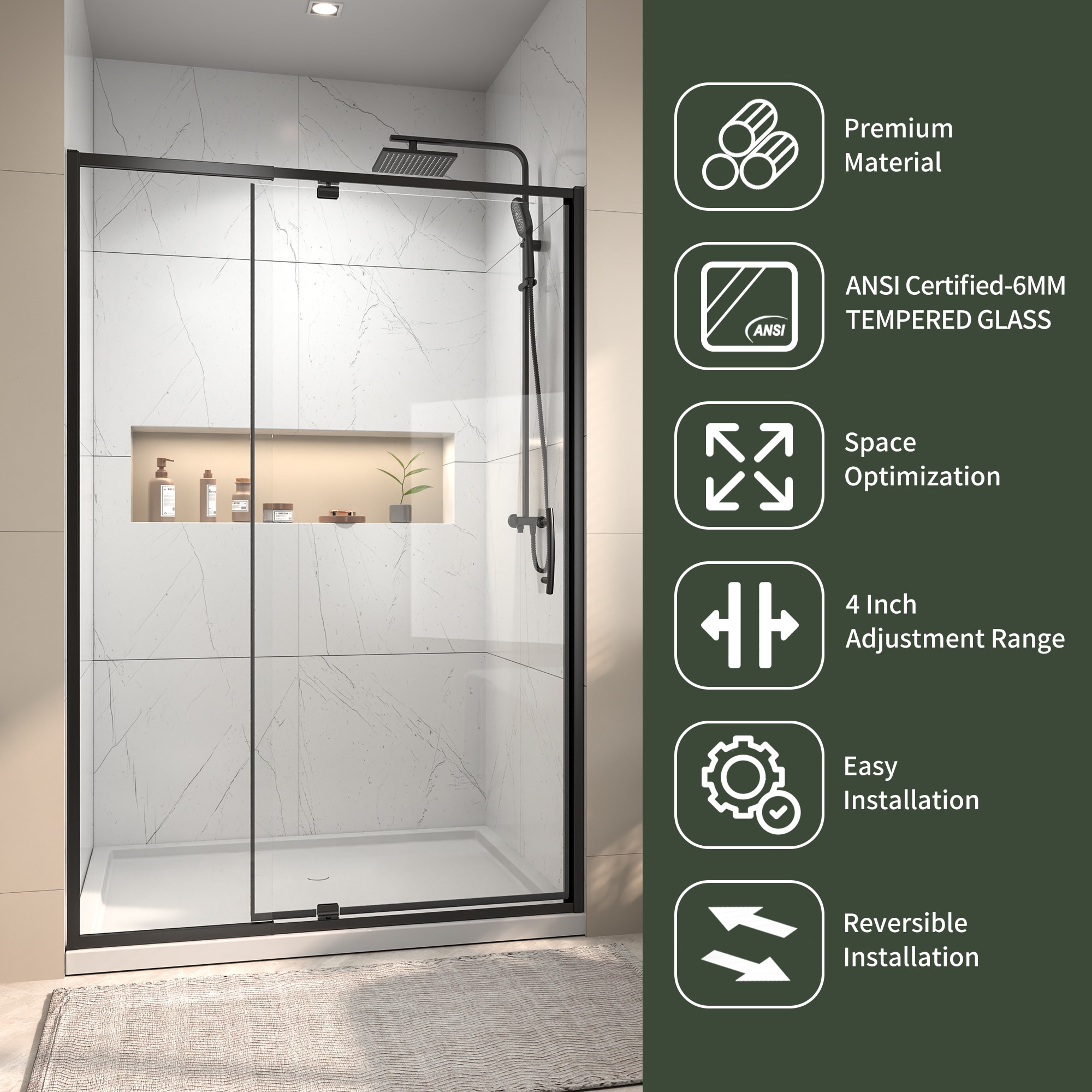 AAZJ ASY-MCL3026BL Shower-Doors - View #3
