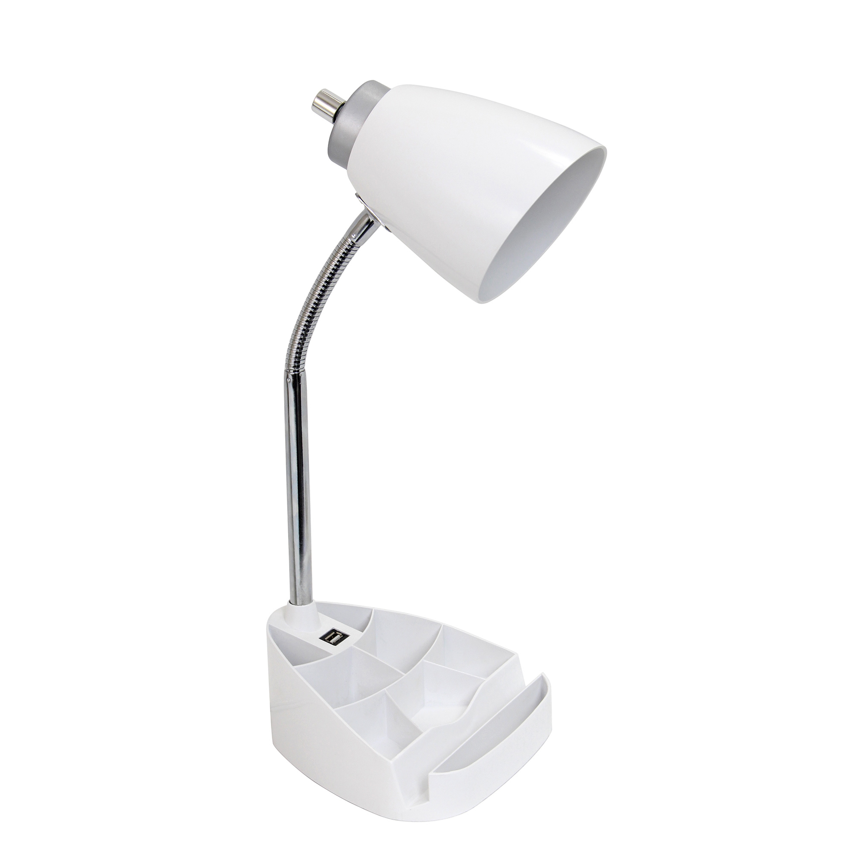 Creekwood Home CWD-1004-WH Sleek Essentials 18.5-in White Rotary switch Standard Desk Lamp with Plastic Shade