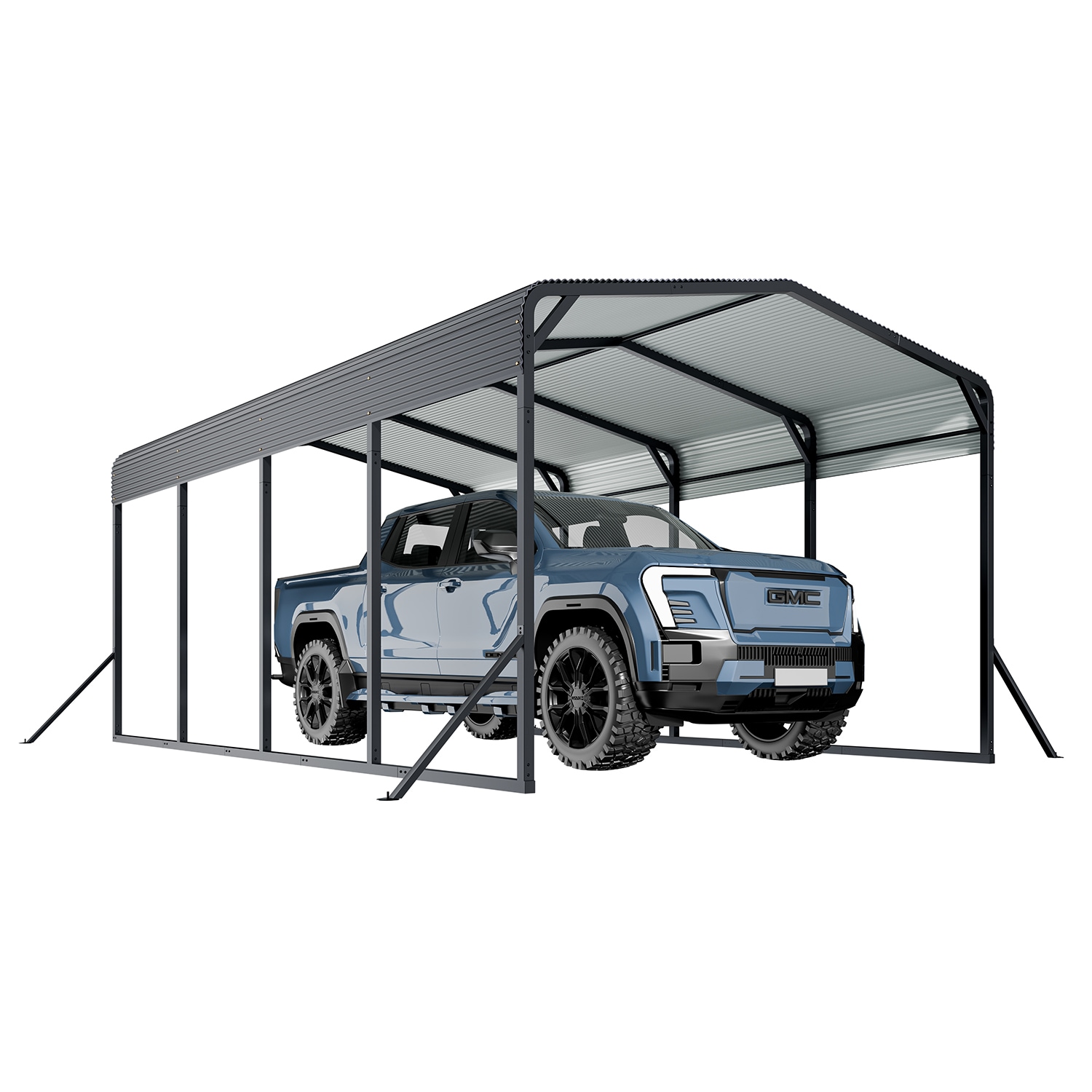 GZMR GM-SS-00089 12-ft W x 20-ft L x 8.66-ft H Black Metal Carport