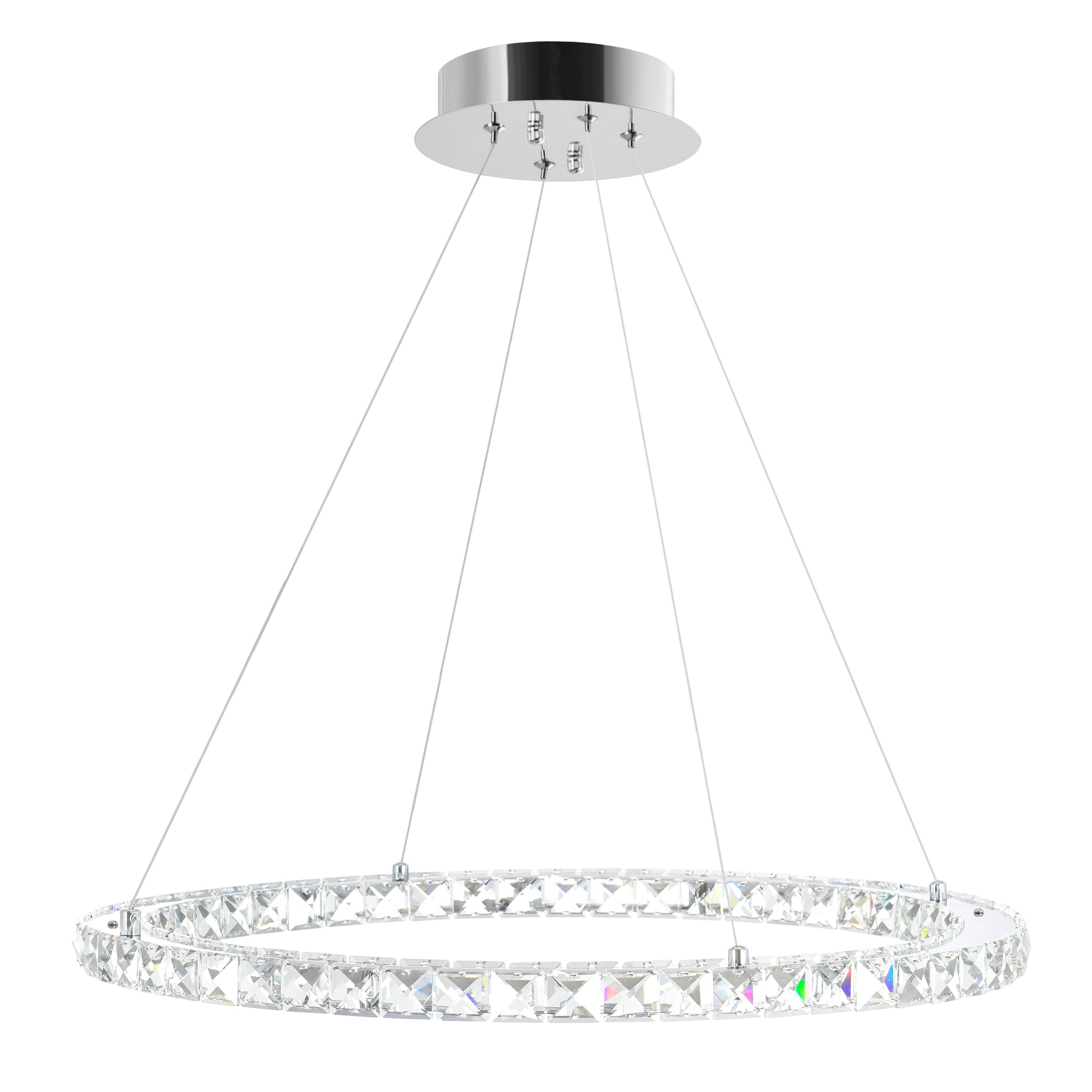 Elysian 24" Chrome and Crystal LED Halo Chandelier
