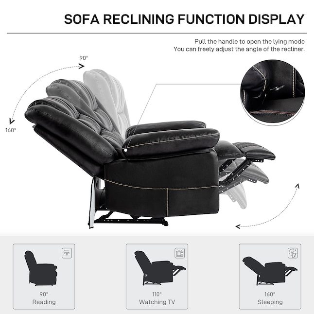 GZMR Black Polyester Powered Reclining Recliner with Lift Assistance in ...
