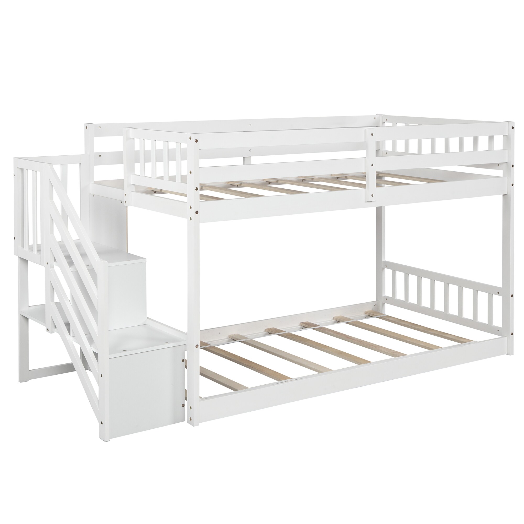 Mondawe White Twin Over Twin Bunk Bed in the Bunk Beds department at ...