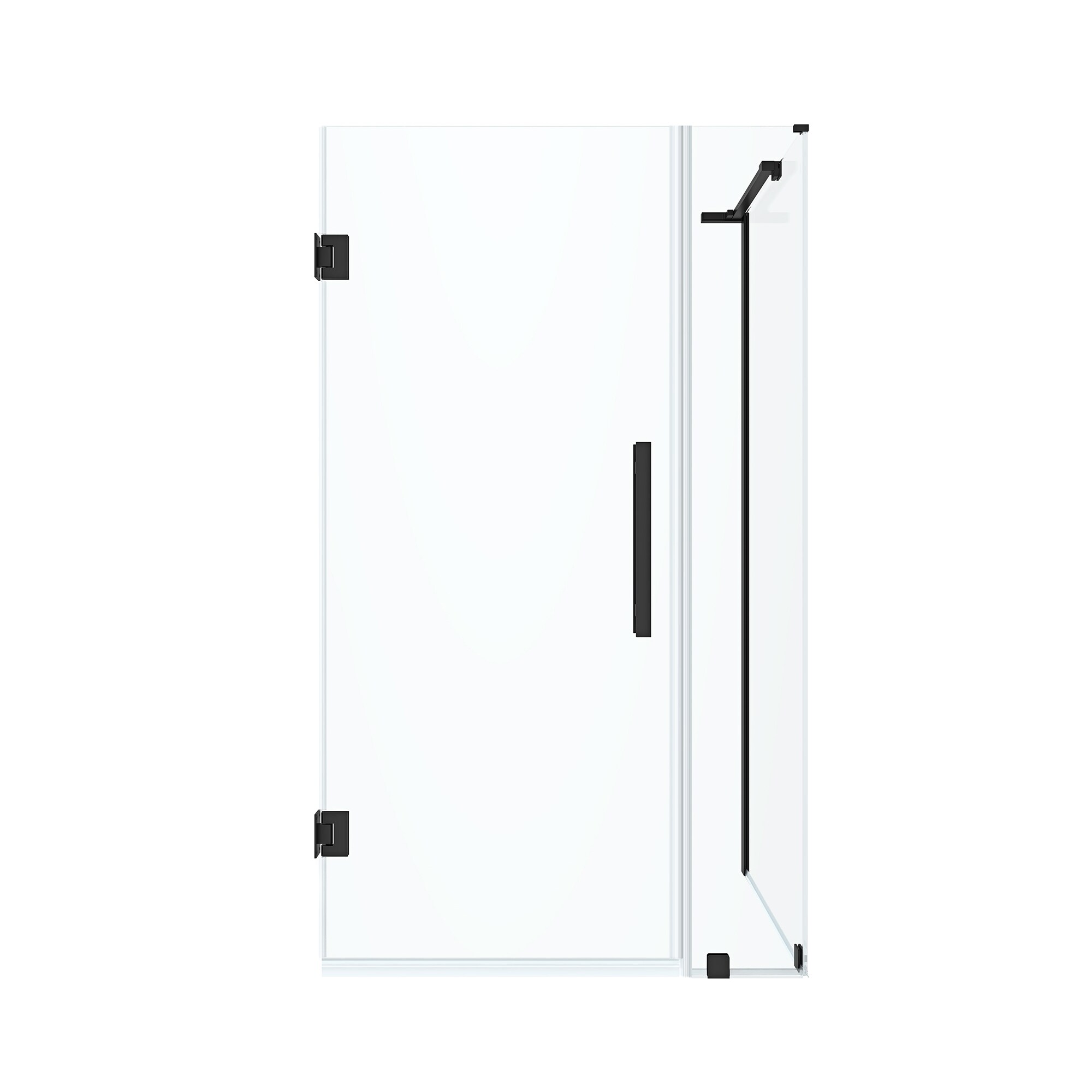 Tampa-Pro Black Frameless Corner Shower Kit with Clear Glass Panels